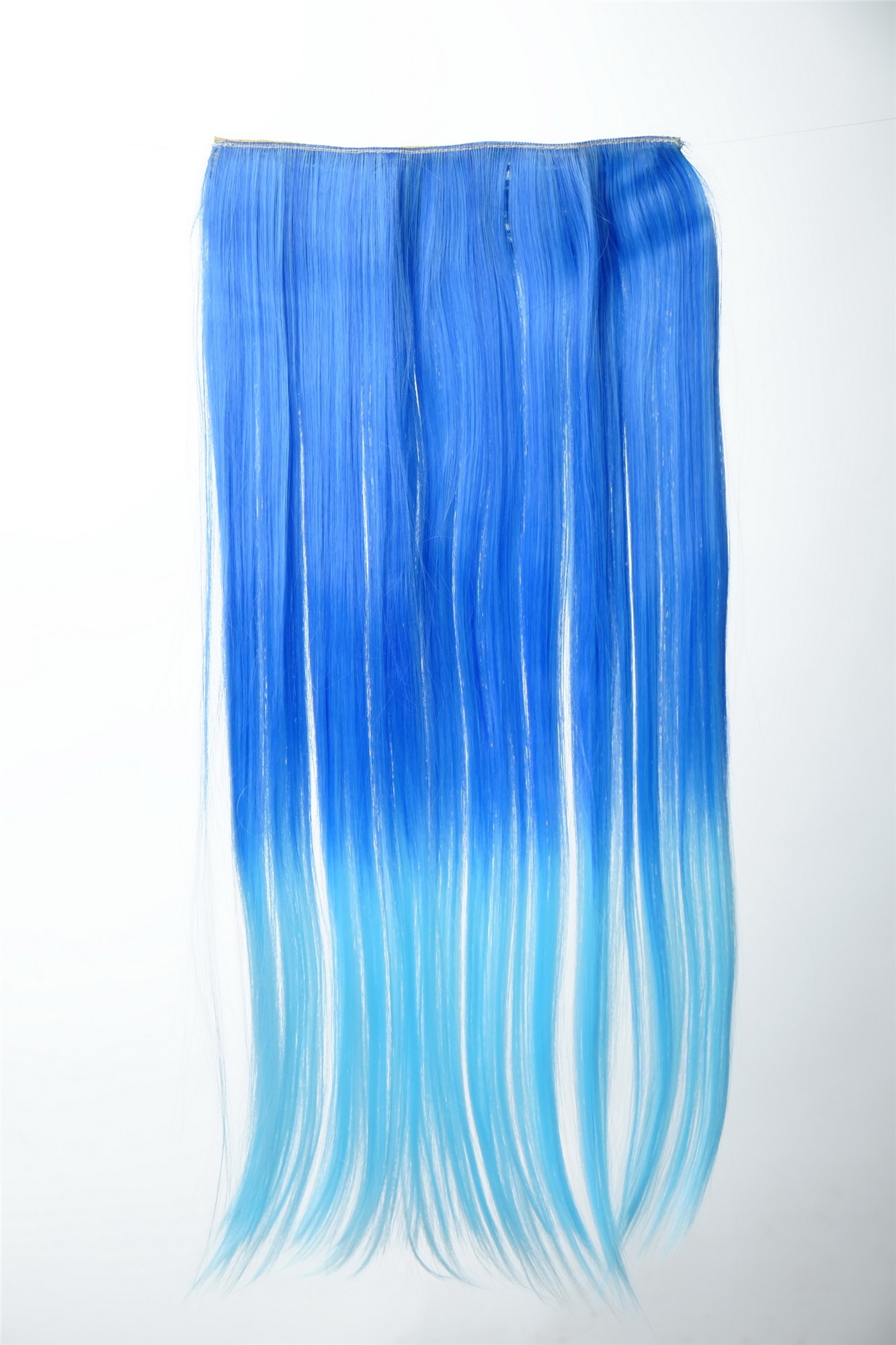 5 Clips Clip-In Extension Ombre Blau YZF-3179P-TF2517TTF2513B, Vorderansicht, WIG ME UP: Ihr Perücken Online Shop glatte Halbperücke Ultramarinblau-Neonblau-Mix 60 cm lang