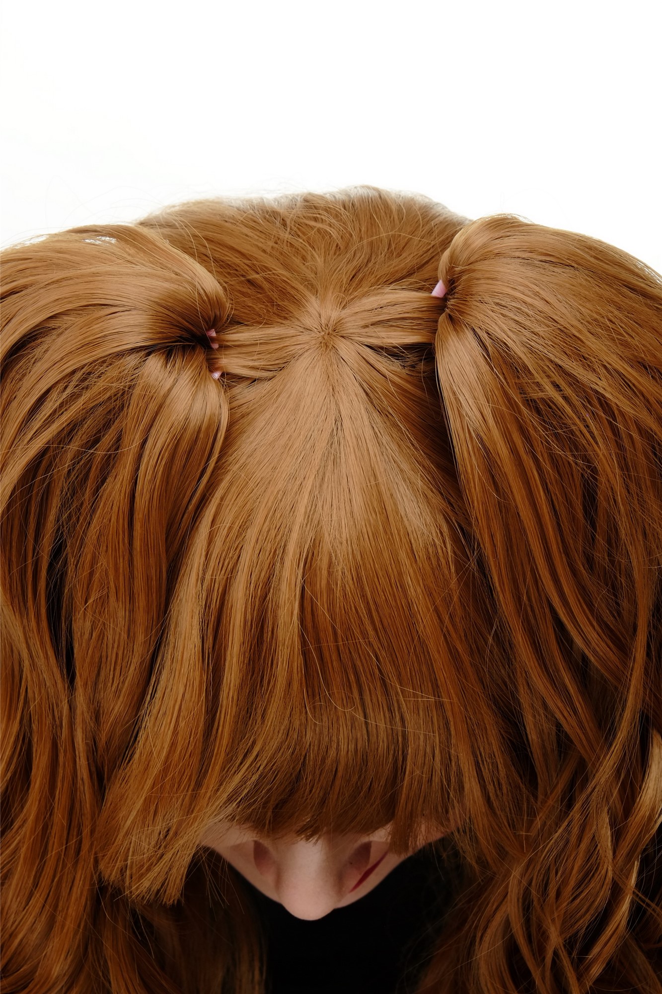 Lady Cosplay Wig 2 ponytails pigtails curled bangs ringlets red blond YZF-7080L, view 6, WIG ME UP: Your Perücken Online Shop Quality Wigs, Ladies, strawberry blonde, curled, shoulder-length