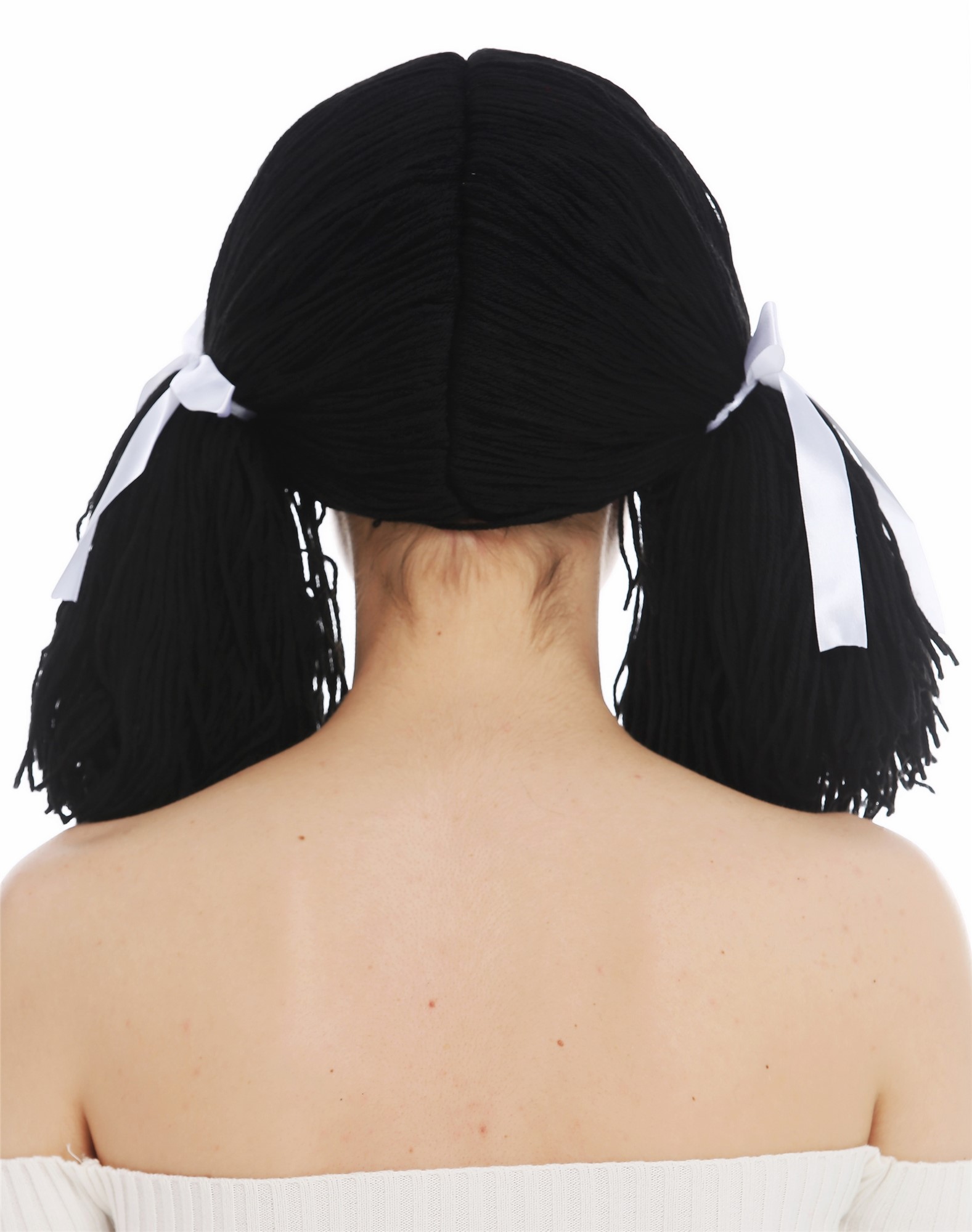 günstige Party Perücke, Perücke Puppe Puppenhaar Schwarz Zöpfe 3208-P103, Ansicht 6, WIG ME UP: Ihr Perücken Online Shop wellige Party Perücke Pechschwarz schulterlange Haare für Damen