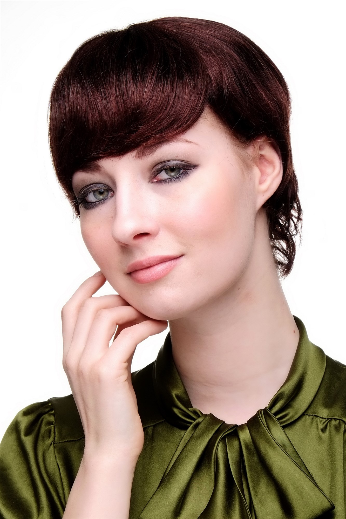 hochwertige Qualitätsperücken, Echthaar Damen Perücke Bob Braun 8951HH-2T33, Vorderansicht, WIG ME UP: Ihr Perücken Online Shop glatte Tressen-Perücke mit Kopfhaut-Imitat 100% Echthaar Braun kurze Haare für Damen
