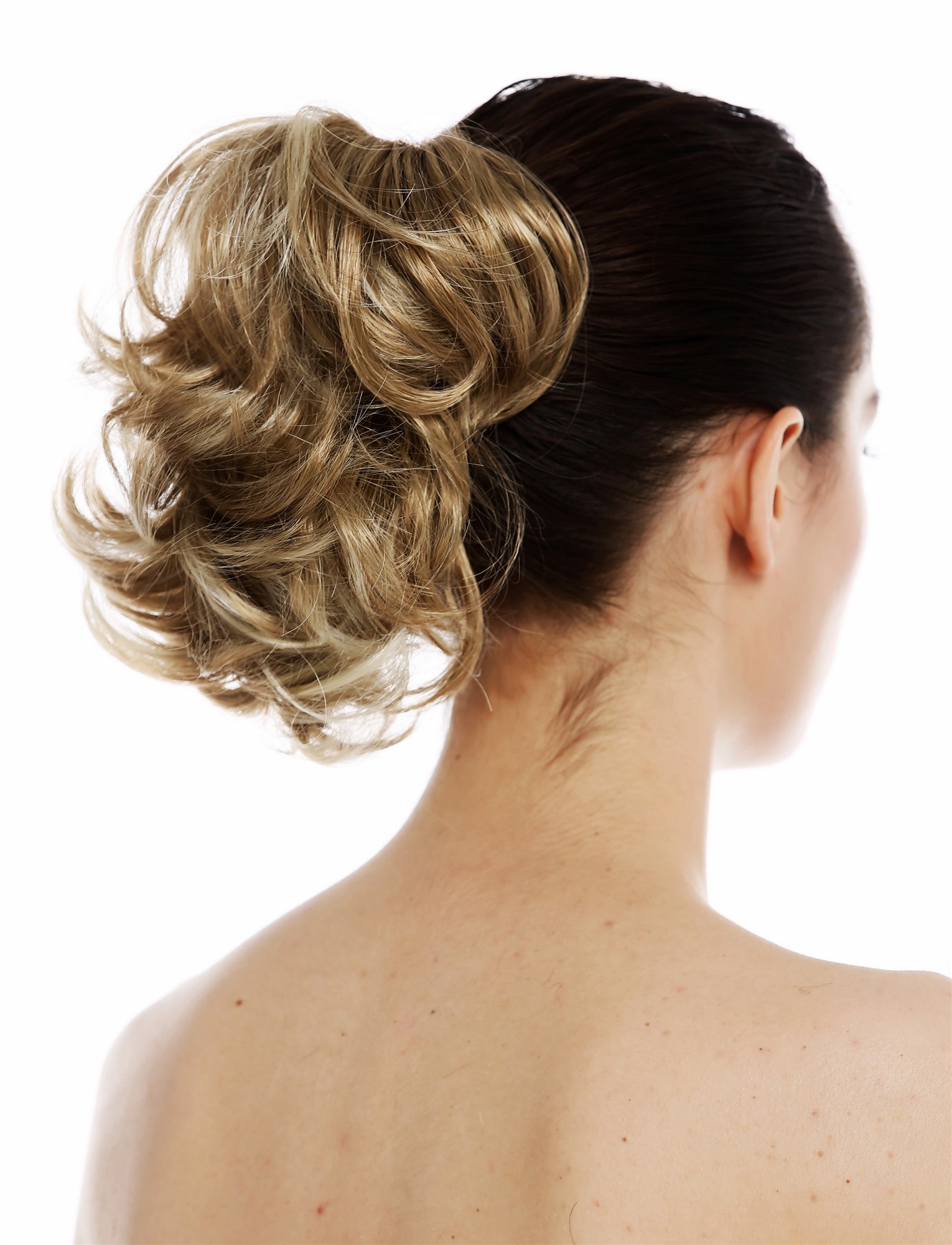 Hairpiece ponytail extension short voluminous curled curls light blond T6545-c, front view, WIG ME UP: Your Perücken Online Shop Ponytails, blond mix, curled, short