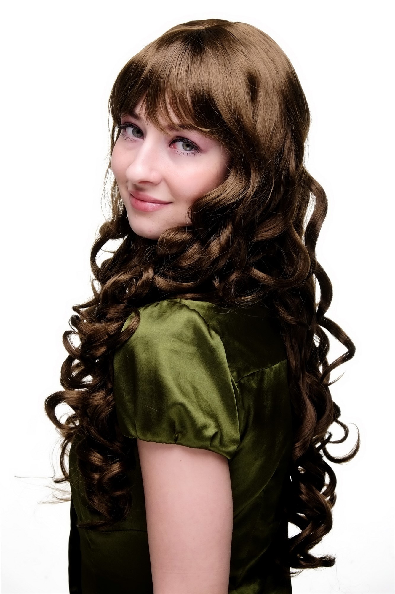 Lady  Wig long straight top with beautful curling ends medium BROWN cute bangs fringe, view 3, WIG ME UP: Your Perücken Online Shop Quality Wigs, Ladies, medium golden brown, curled, long