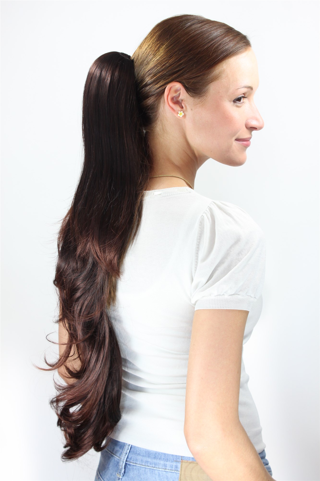 Ponytails, Brown, wavy, long