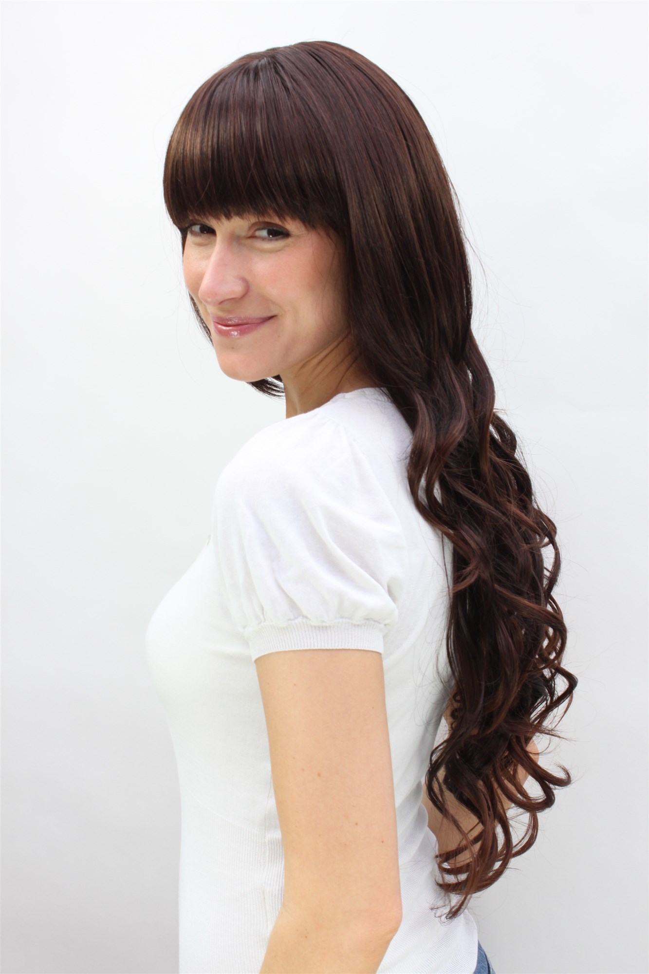VERY LONG Lady Wig Fashion Wig SEXY FRINGE natural looking wavy mixed BROWN brunette, view 4, WIG ME UP: Your Perücken Online Shop Quality Wigs, Ladies, Brown, wavy, long