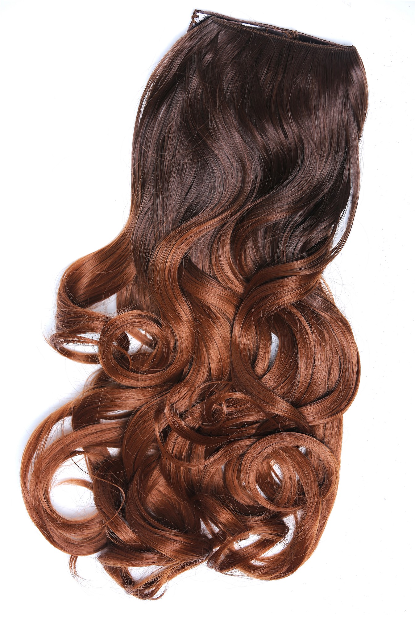 Clip-in Haarverlängerung Hinterkopf lockig Ombre Kastanie Braun Kupferbraun 40 cm CMT-863-052TT30, Ansicht 3, WIG ME UP: Ihr Perücken Online Shop lockige Halbperücke Braun-Mix 40 cm lang