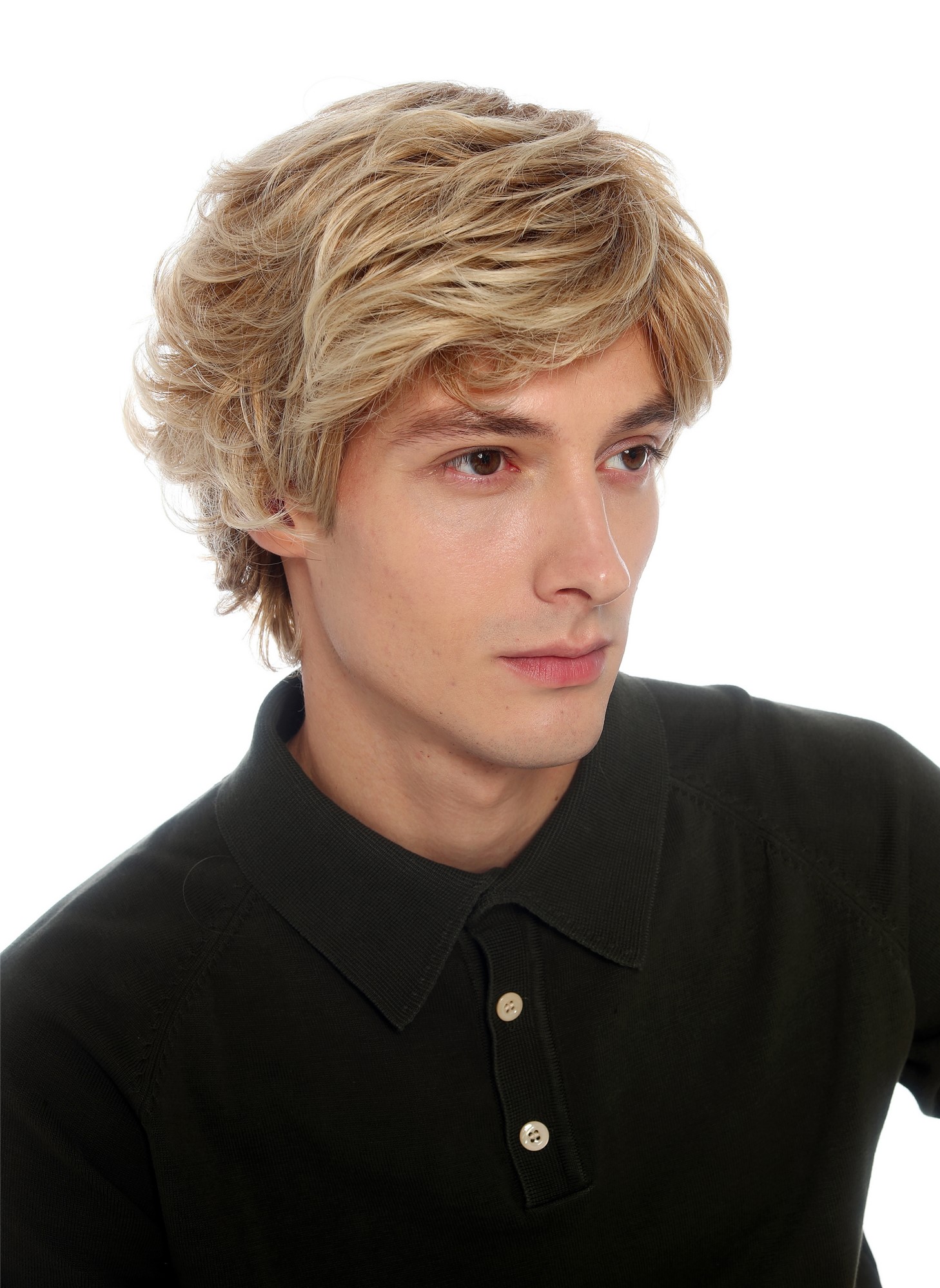 Herrenperücke jugendlich wild gewellt wellig lebhafter Blond Mix SZL1316-DHT27T458