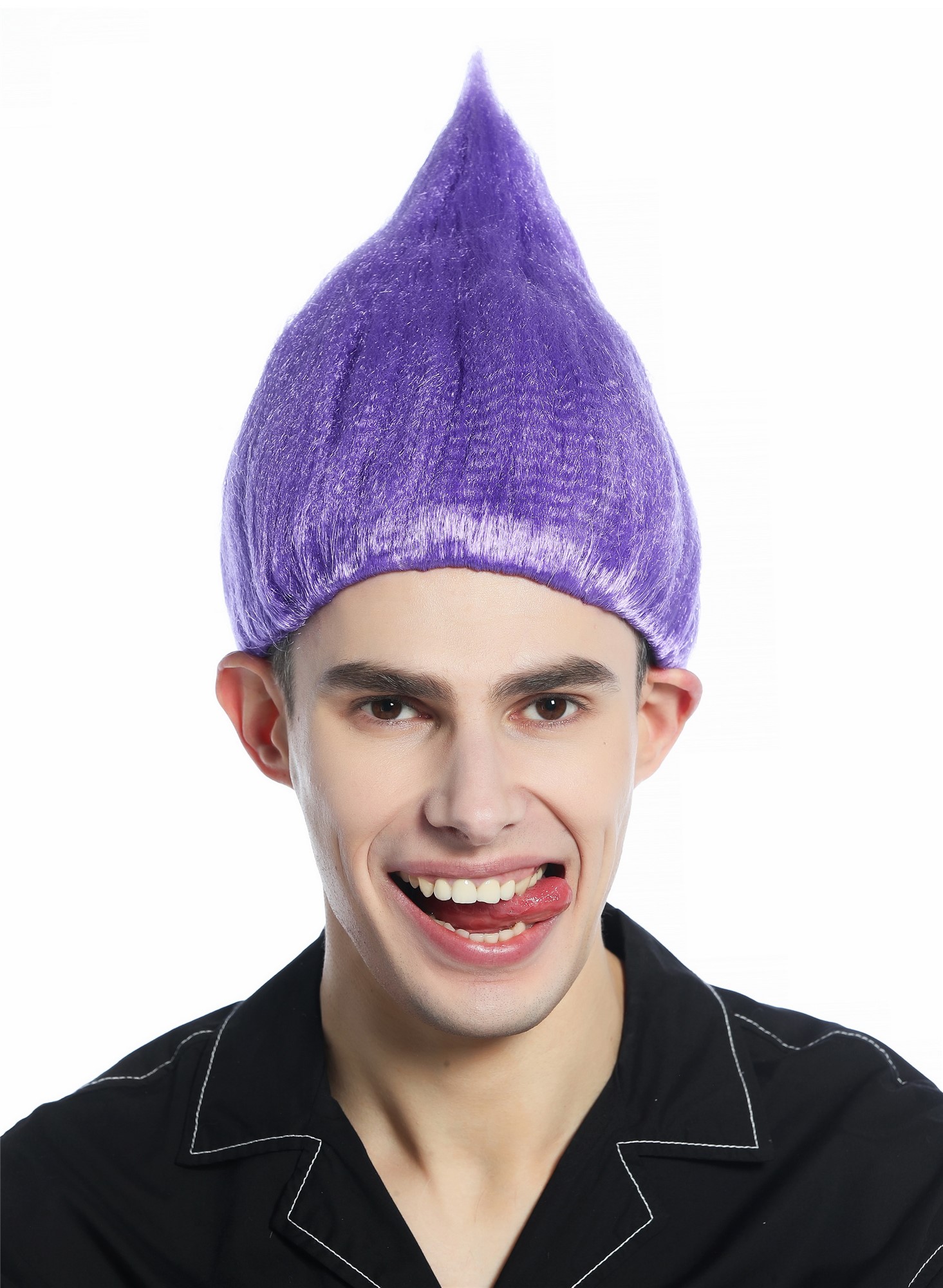 günstige Party Perücke, Perücke lila toupiert Troll Elf CW-057-P08, Vorderansicht, WIG ME UP: Ihr Perücken Online Shop wellige Party Perücke Lila kurze Haare Unisex