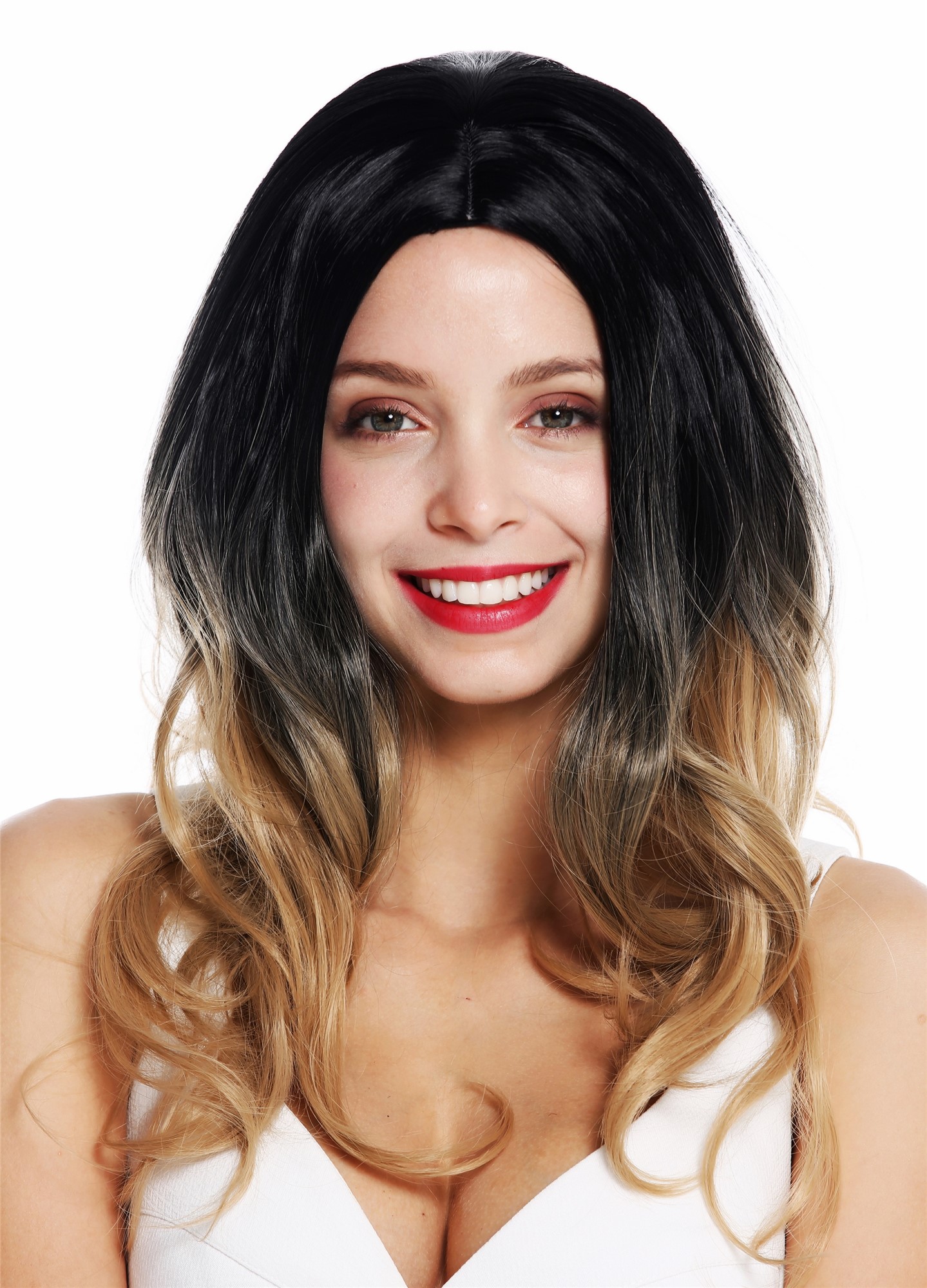 Lady wig women long voluminous wavy middle parting ombre blonde brown ZM-1700, view 2, WIG ME UP: Your Perücken Online Shop Quality Wigs, Ladies, brown-blonde mix, wavy, long