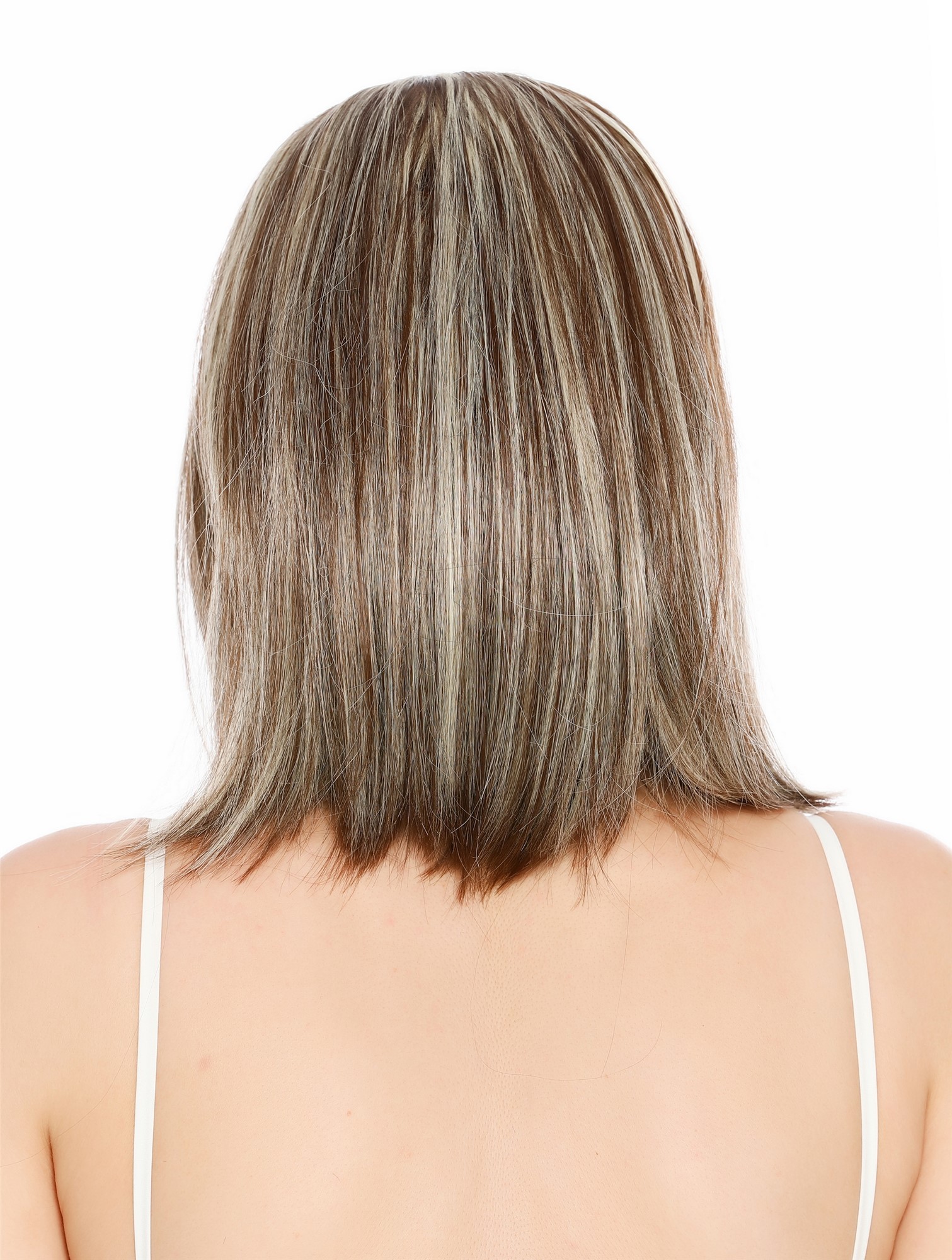 Perücke Damen Mittelscheitel schulterlang glatt Braun Hellblond Gesträhnt Highlights GFW3977-8H88