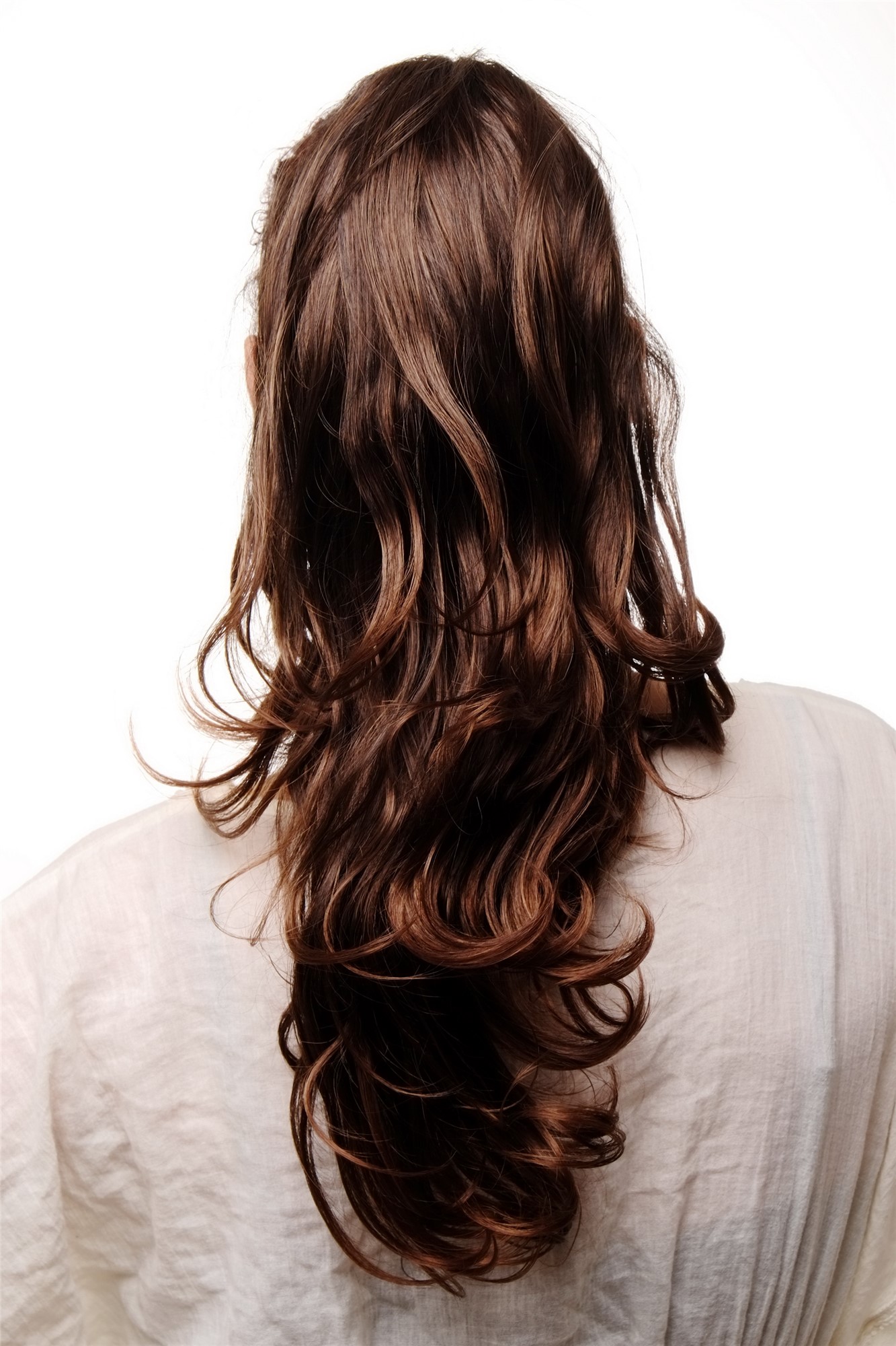 TYQ0154-4T30 Ponytail Hairpiece extension long wavy slightly curled claw clamp chestnut brown mix 20", view 2, WIG ME UP: Your Perücken Online Shop Ponytails, brown mix, wavy, long