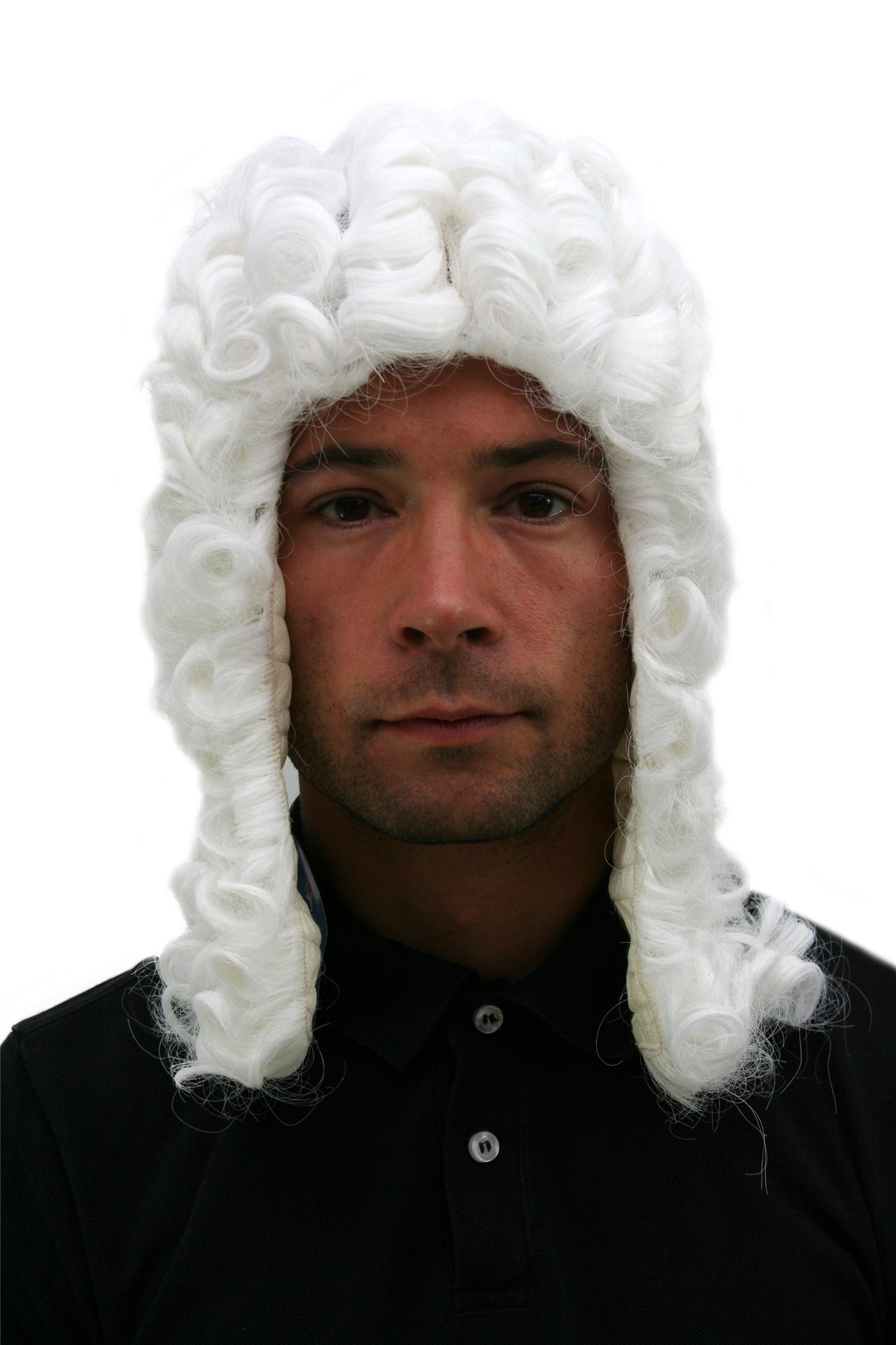 Party/Fancy Dress/Halloween WIG men women unisex WHITE baroque LORD JUDGE aristocrat PW0171-P60, front view, WIG ME UP: Your Perücken Online Shop Party Wig, Men, White, curled, shoulder-length