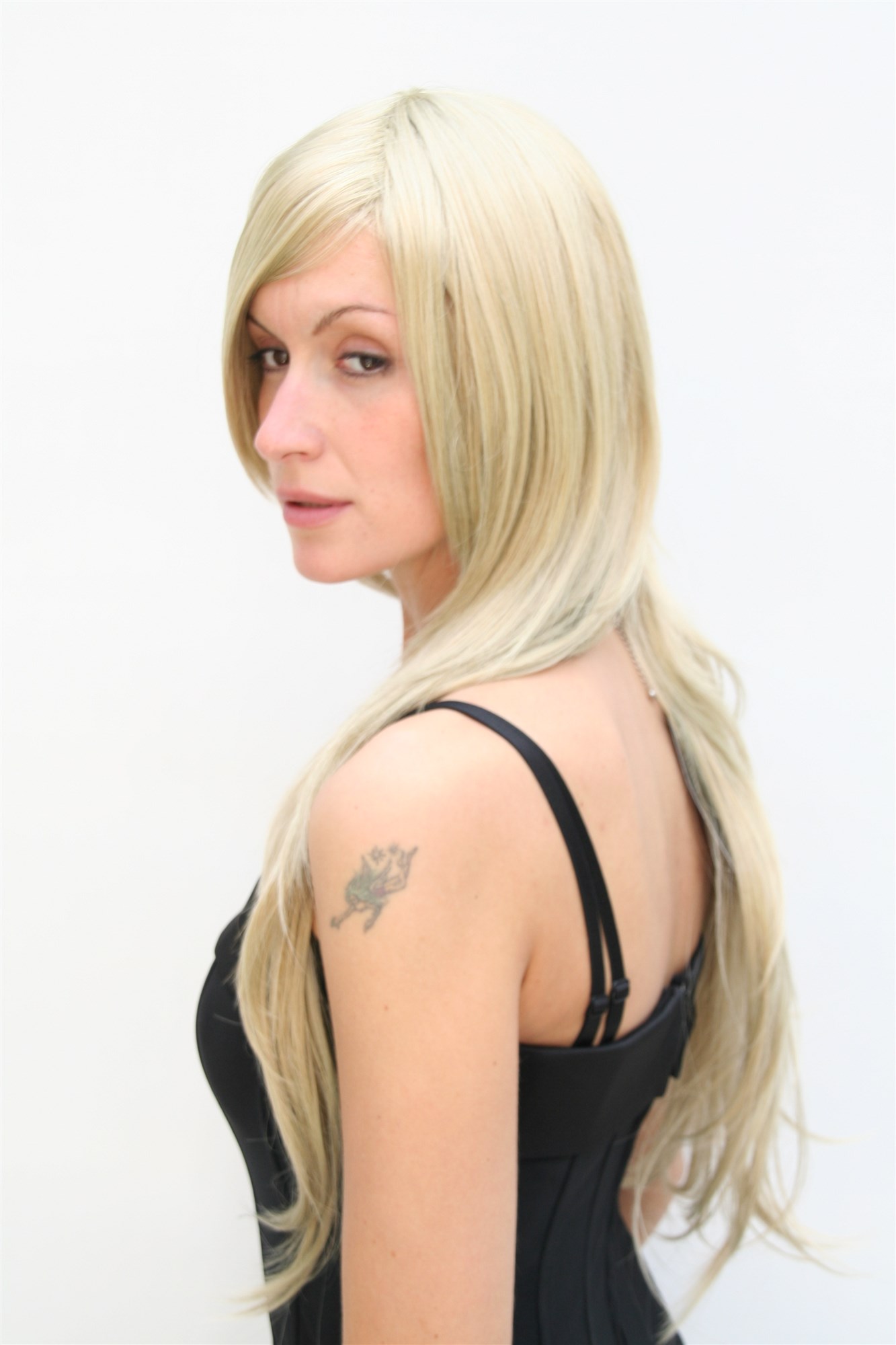 hochwertige Qualitätsperücken, Perücke sehr langes glattes gestuftes Haar Scheitel Blond-Aschblond-Mix 3110-234, Ansicht 4, WIG ME UP: Ihr Perücken Online Shop glatte Tressen-Perücke mit Kopfhaut-Imitat Goldblond-Hell-Aschblond-Mix sehr lange Haare für Damen