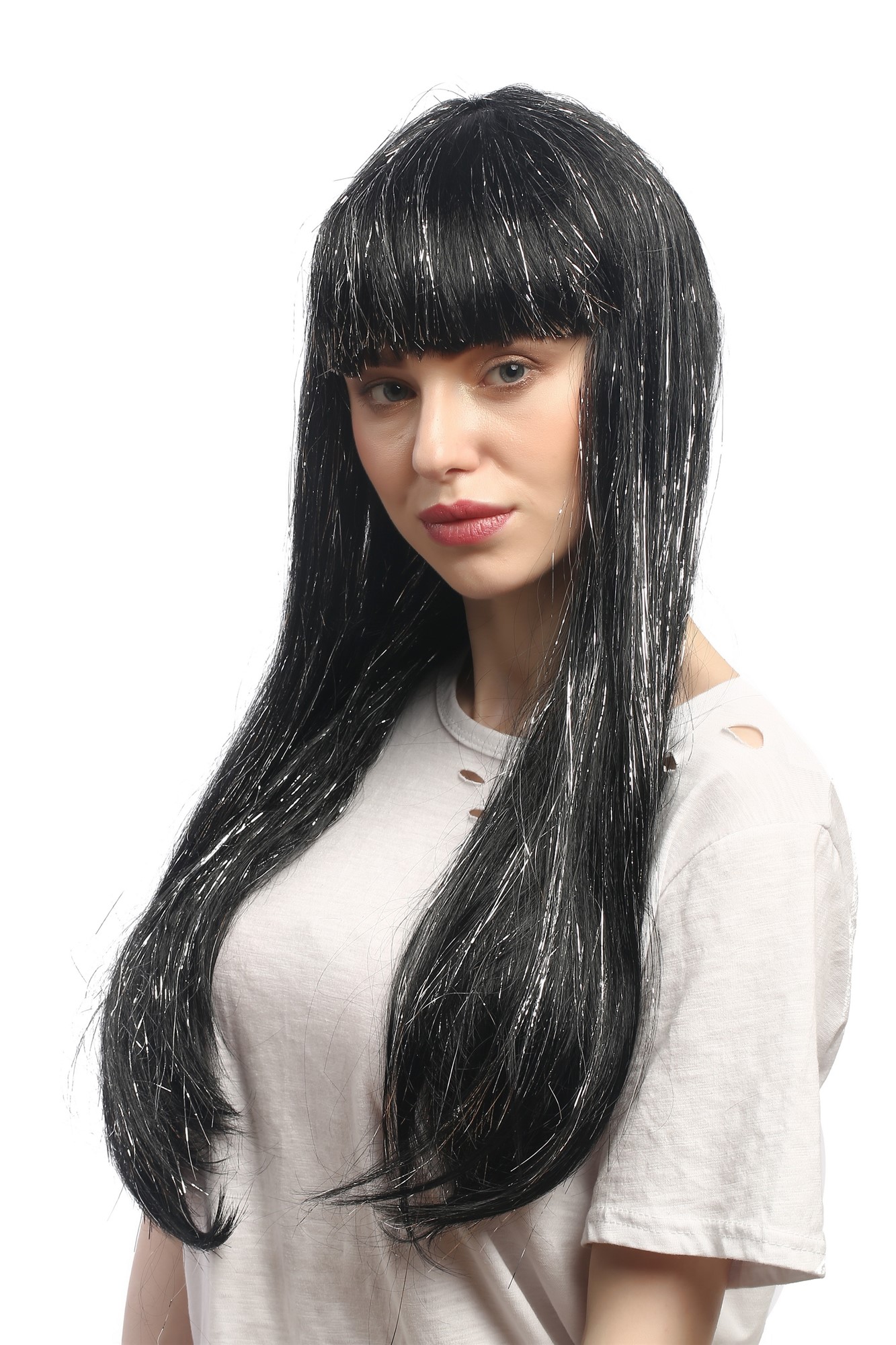 Party Wig, Ladies, Black, straight, long