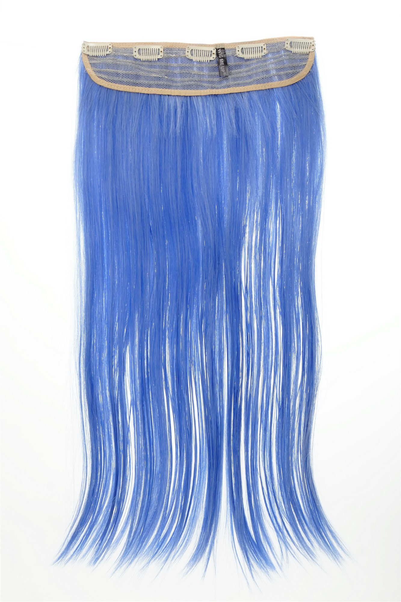 glatte Halbperücke Lavendelblau-Weißblond-Mix 60 cm lang