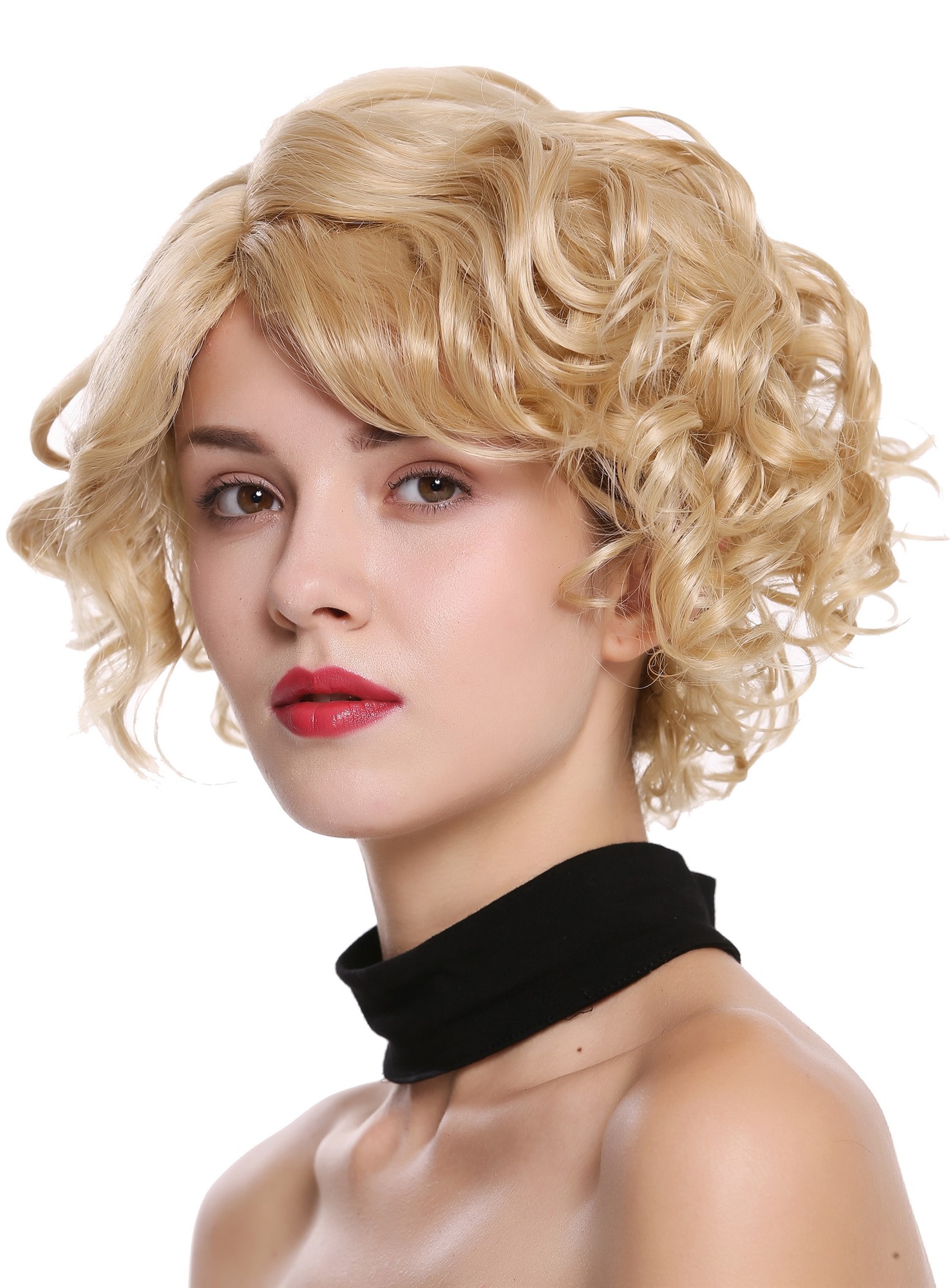 hochwertige Qualitätsperücken, Frauen Perücke kurz wild wellig Blond Mix MINA-24H613, Vorderansicht, WIG ME UP: Ihr Perücken Online Shop wellige Tressen-Perücke mit Kopfhaut-Imitat Aschblond-Platinblond kurze Haare für Damen