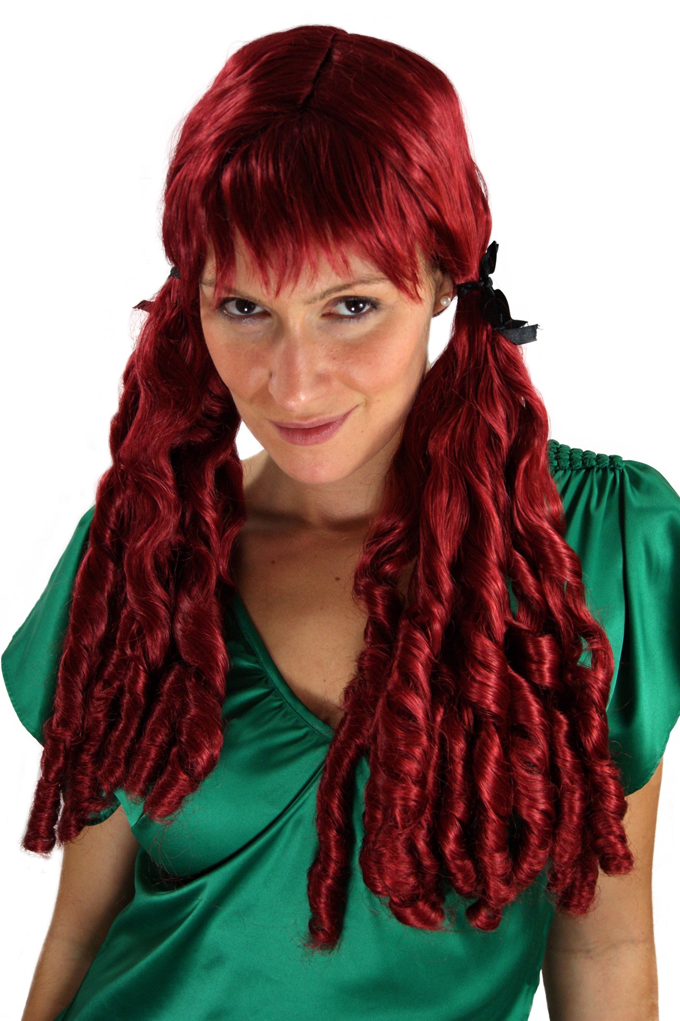 günstige Party Perücke, Perücke rote Zöpfe Spirallocken SY-032-HK39, Vorderansicht, WIG ME UP: Ihr Perücken Online Shop lockige Party Perücke Rotbraun lange Haare für Damen