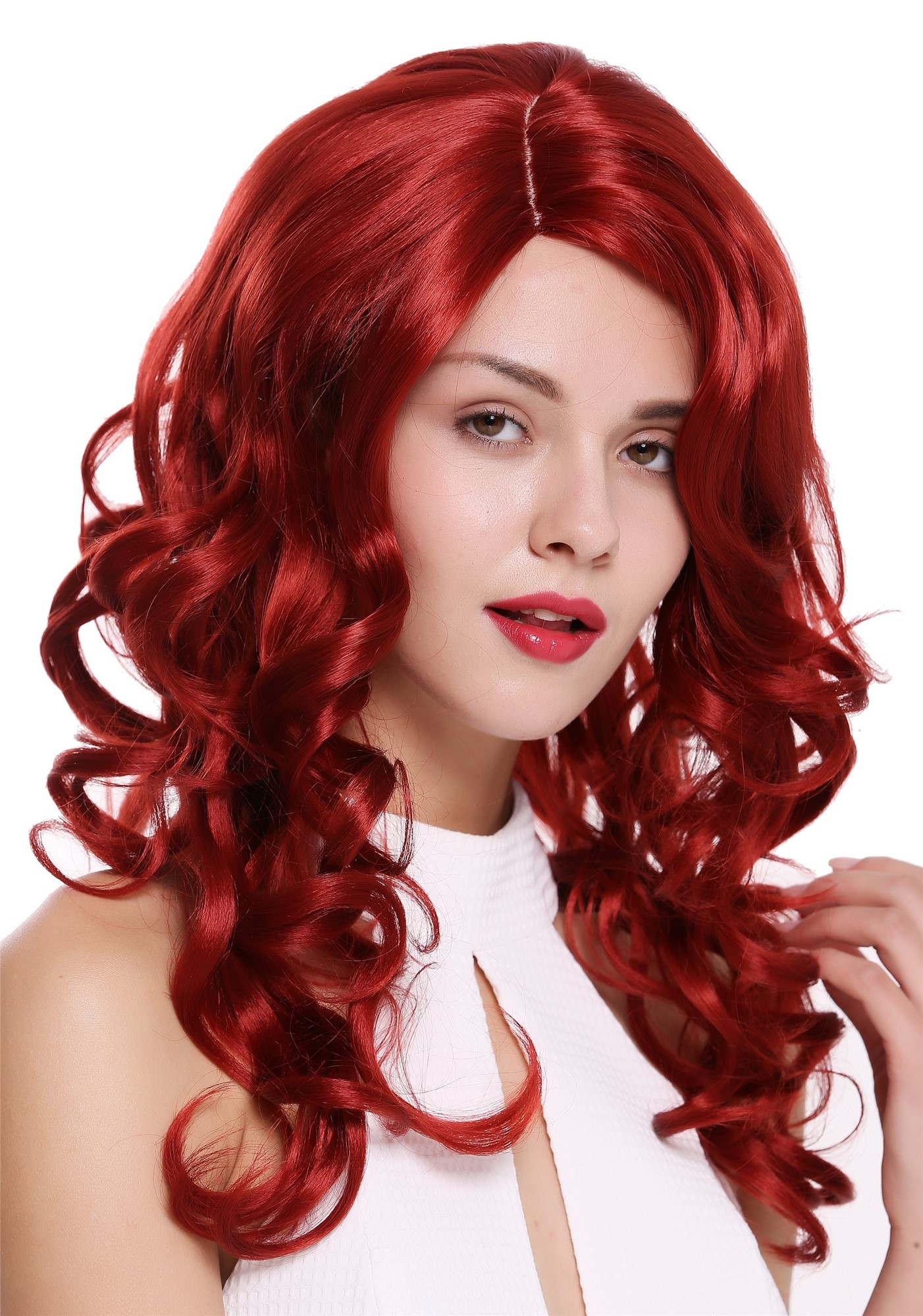 Lady women wig long wavy parting teased volume red Diva DW1948, view 2, WIG ME UP: Your Perücken Online Shop Quality Wigs, Ladies, fire red, wavy, long