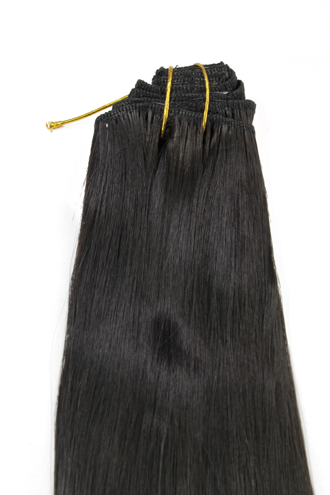 Extensions, dark brown, straight, shoulder-length