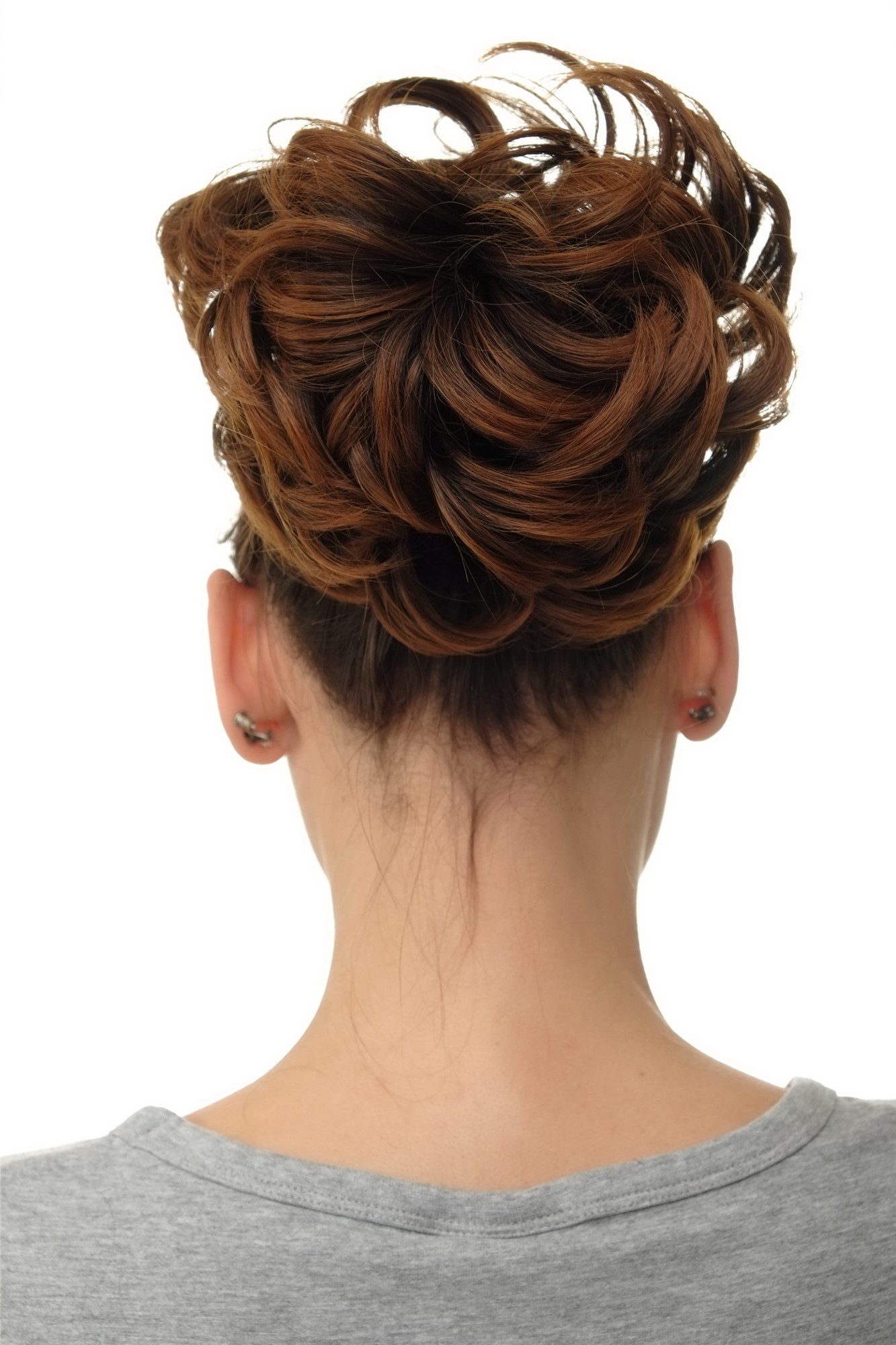 Haarteil Dutt Haarrose Buschig Schwarzbraun-Kupferbraun-Mix Q840-2T30, Ansicht 4, WIG ME UP: Ihr Perücken Online Shop lockiger Dutt Haarteil Schwarzbraun-Kupferbraun-Mix