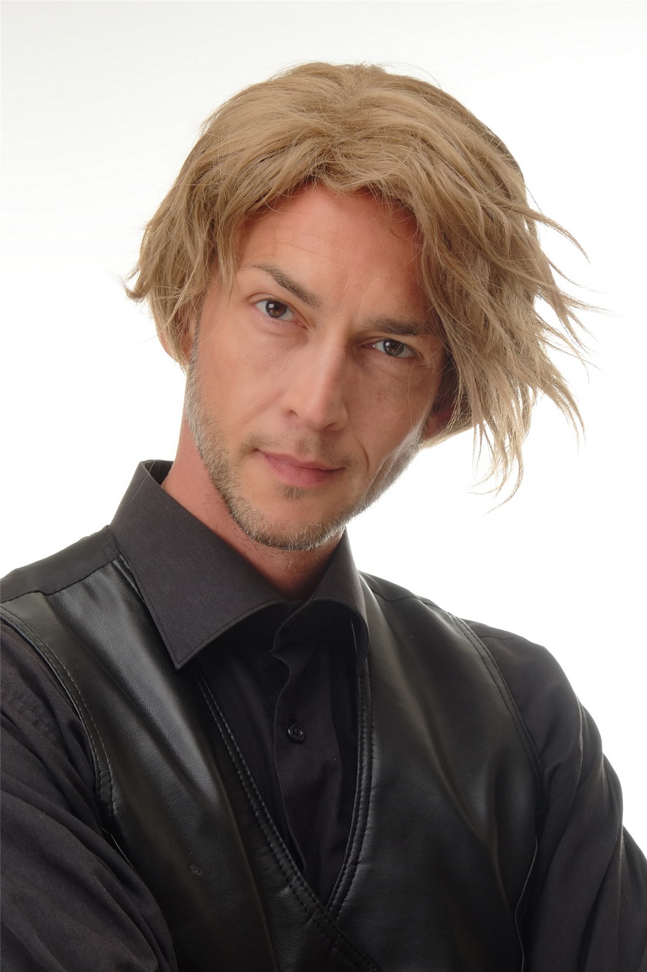 Lady Man Unisex Wig short and wild wavy sexy parting dark blond 1264, view 5, WIG ME UP: Your Perücken Online Shop Quality Wigs, Men, honey blonde, wavy, short