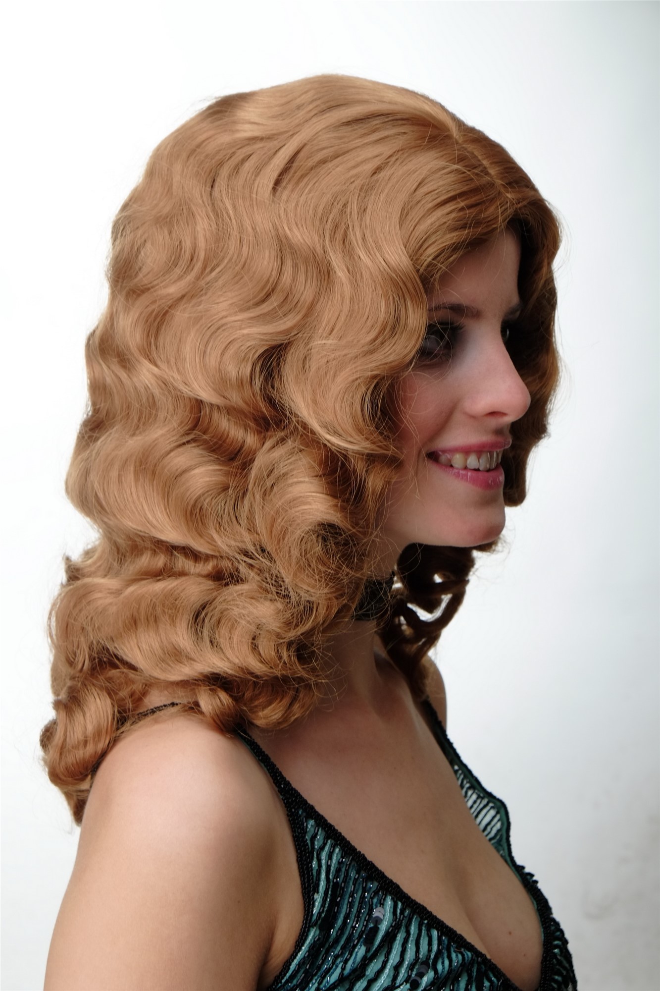 hochwertige Qualitätsperücken, Perücke Diva Wasserwelle Blond Gesträhnt GFW1860-16-27B, Ansicht 3, WIG ME UP: Ihr Perücken Online Shop wellige Tressen-Perücke mit Kopfhaut-Imitat Honigblond-Karamellblond-Mix schulterlange Haare für Damen
