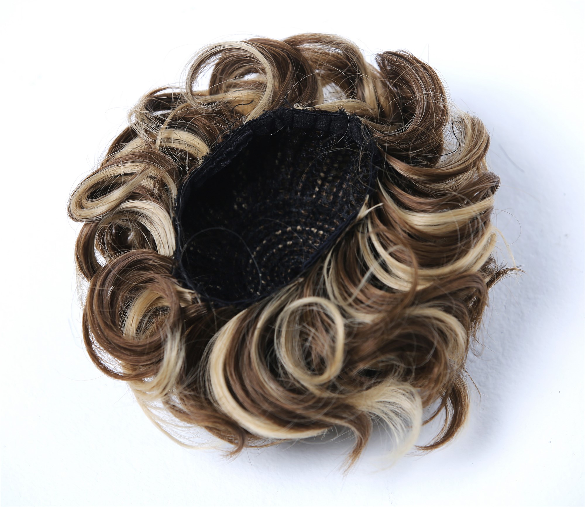 Haarteil Haarrose voluminös lockig wellig braun blonde Highlights TYP-669-18-24, Ansicht 5, WIG ME UP: Ihr Perücken Online Shop lockiger Dutt Haarteil Braun-Blond-Mix