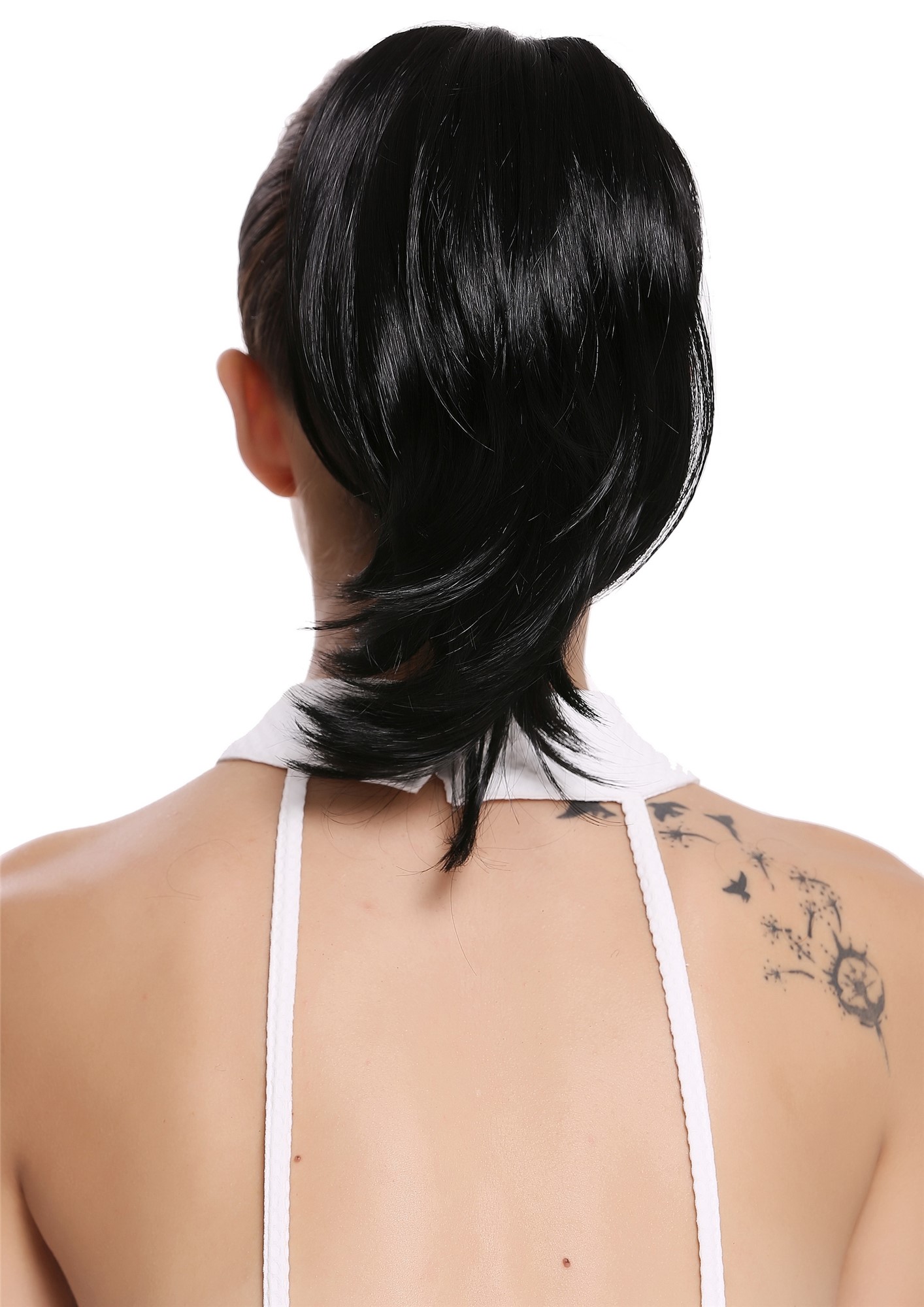 Ponytail Hairpiece Extensions short straight voluminous deep black 15-09, view 2, WIG ME UP: Your Perücken Online Shop Ponytails, Black, straight, short