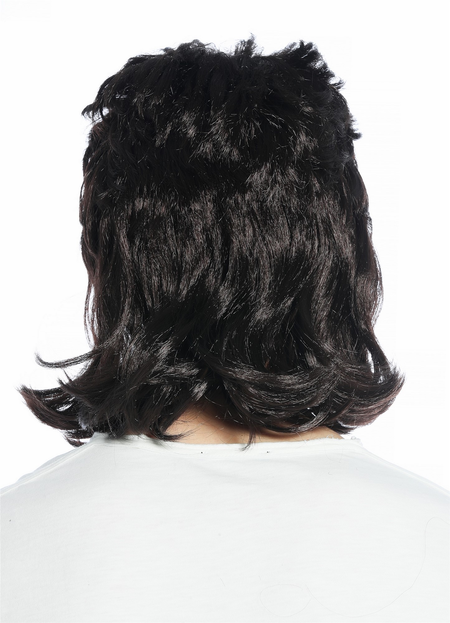 Wig long straight teased top mullet dark brown 80s Hardrock Heavy Metal CW-033, view 5, WIG ME UP: Your Perücken Online Shop Party Wig, Unisex, dark brown, wavy, shoulder-length