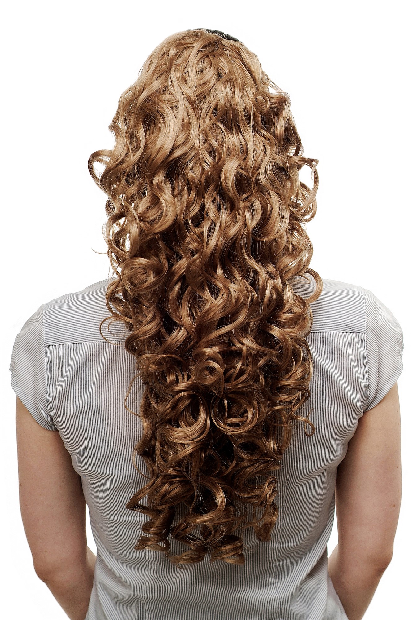 N310-15 Hairpiece PONYTAIL extension VERY long MASSIVE volume voluminous curly AMAZING curls kinks dark honey blond 23", front view, WIG ME UP: Your Perücken Online Shop Ponytails, dark blonde, curled, long