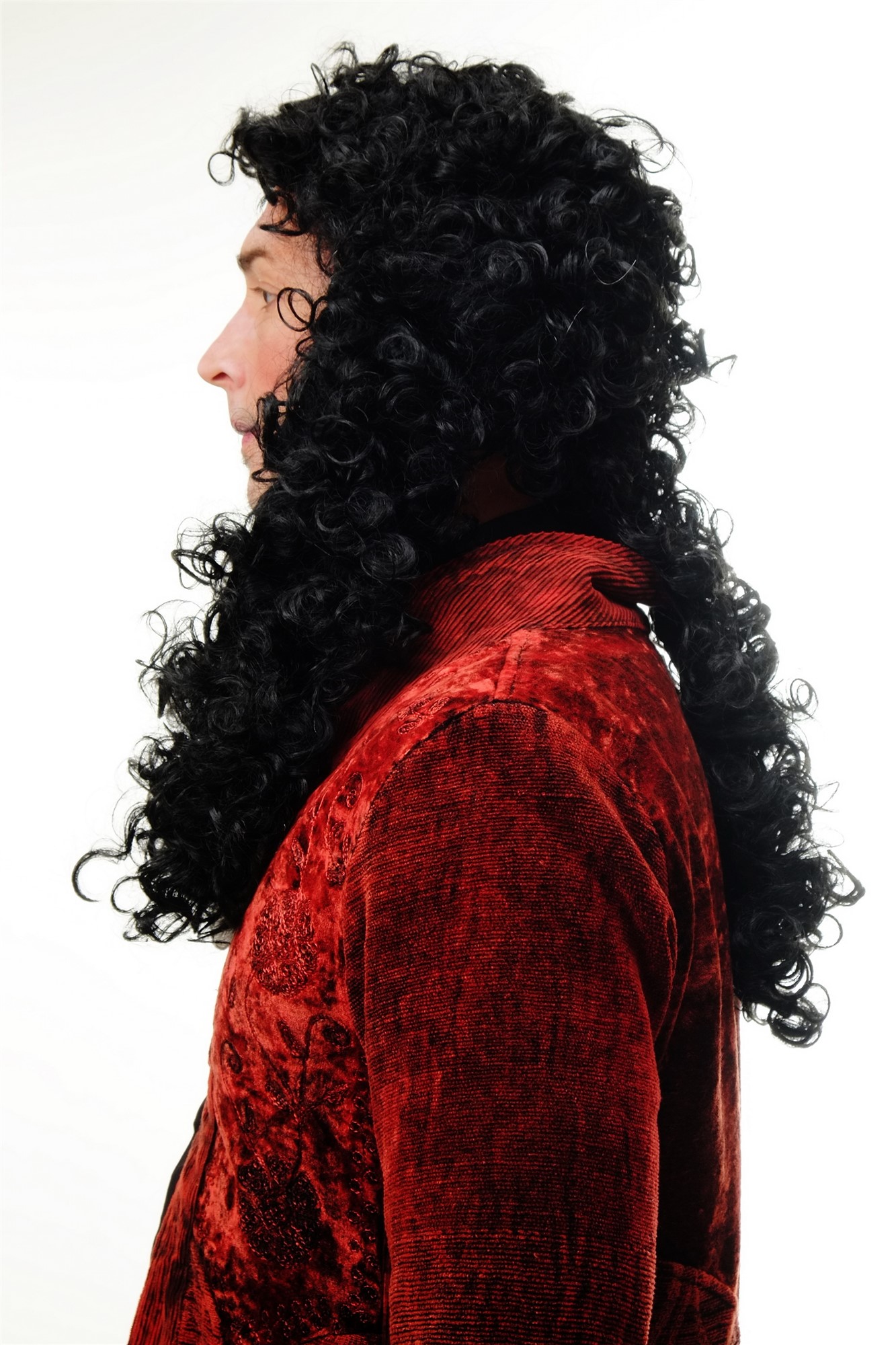 Party Wig, Men, Black, curled, long