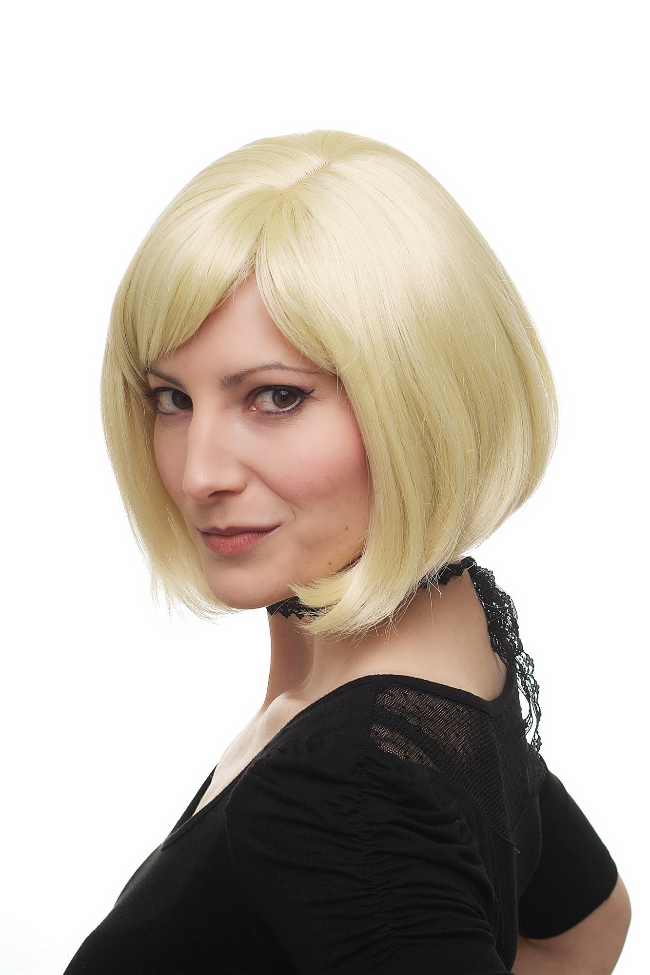 hochwertige Qualitätsperücken, Damen Perücke kurz Bob warmes helles Blond 3270-88E, Vorderansicht, WIG ME UP: Ihr Perücken Online Shop glatte Tressen-Perücke mit Kopfhaut-Imitat Schwedenblond kurze Haare für Damen