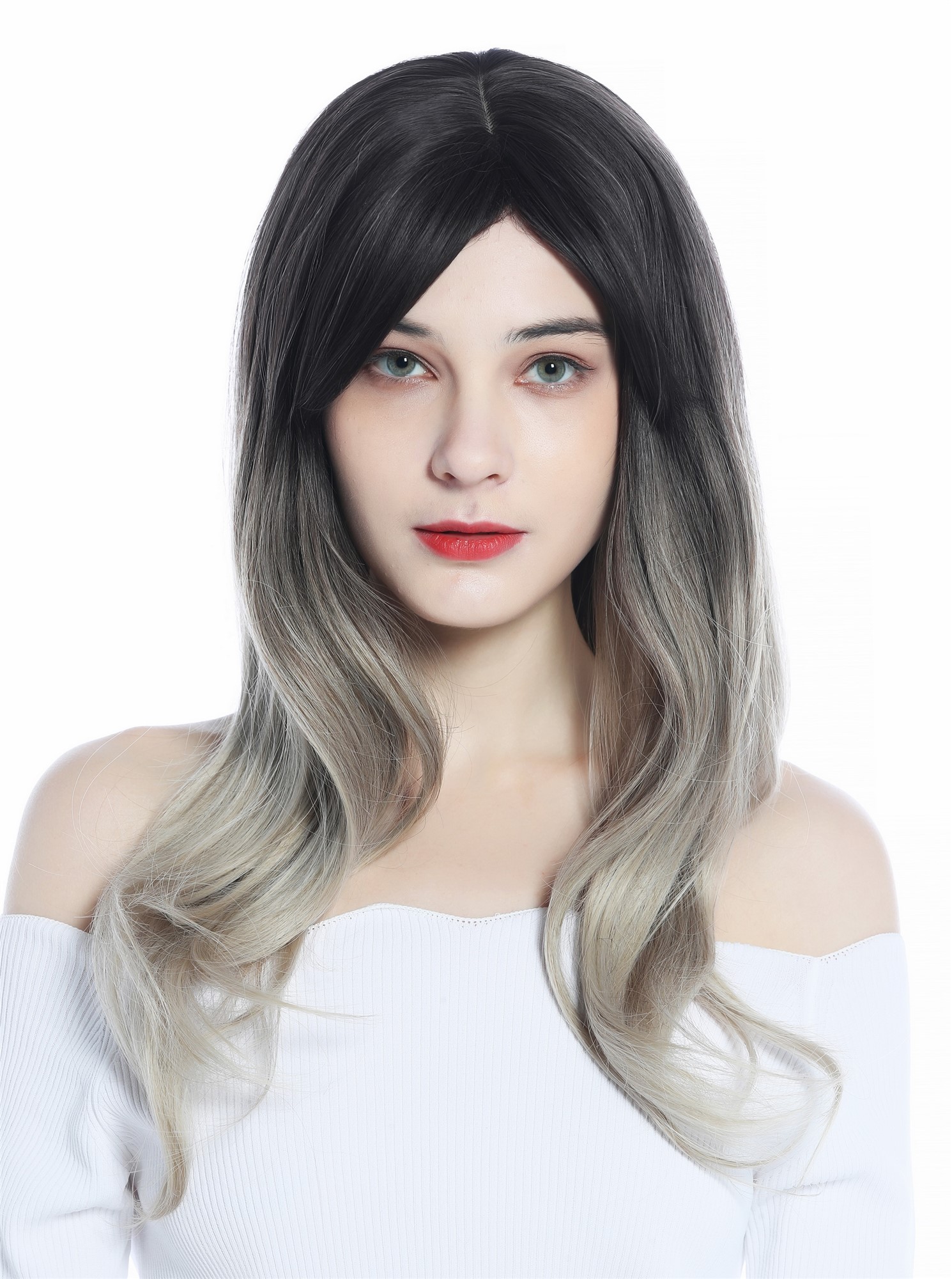 Lady wig long ombre medium brown vanilla blond balayage highlights LC271N, front view, WIG ME UP: Your Perücken Online Shop Quality Wigs, Ladies, medium brown-vanilla blonde gradient, wavy, long