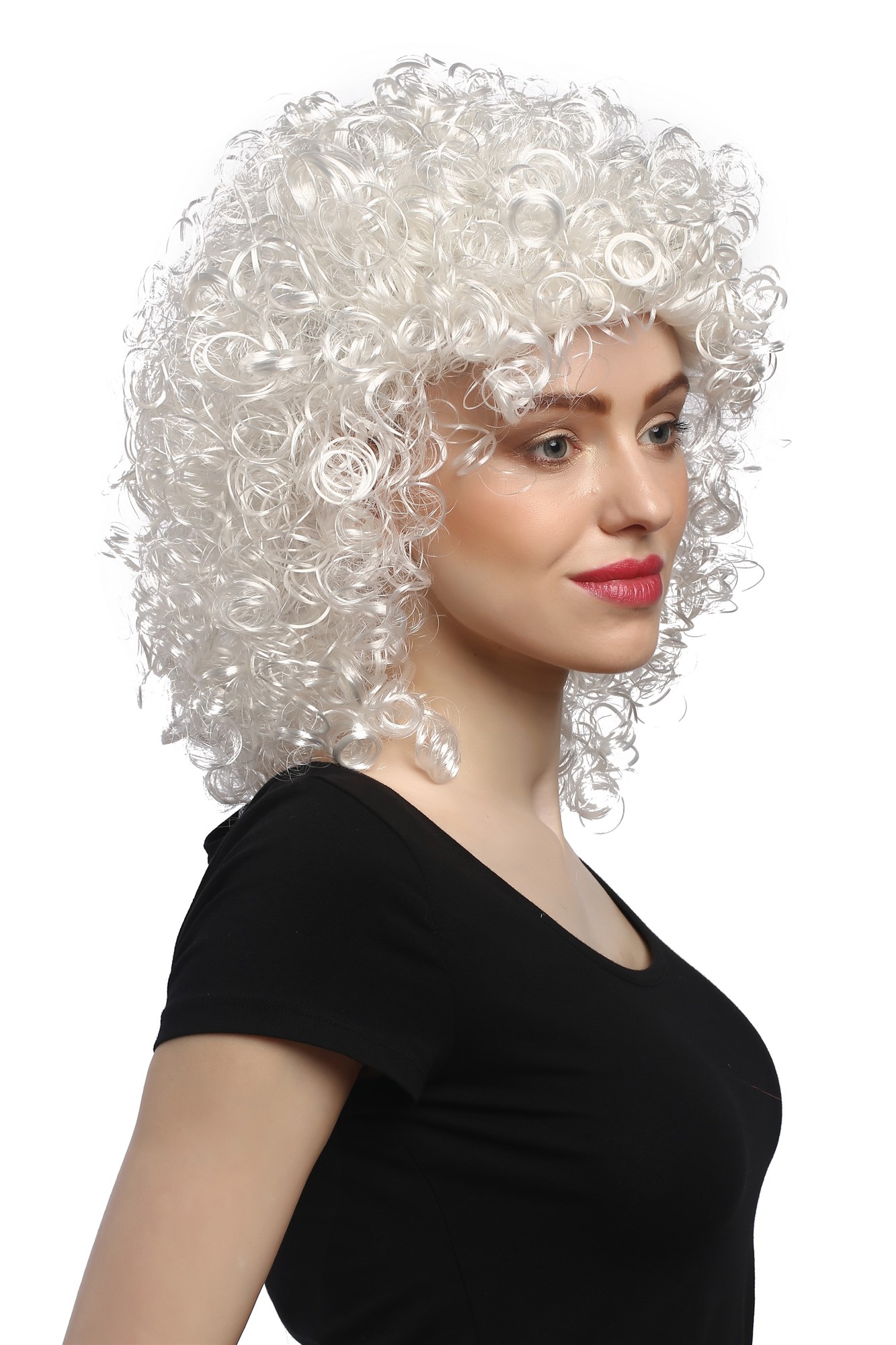 günstige Party Perücke, Perücke Weiß Locken Engel Renaissance 90828-ZA62, Vorderansicht, WIG ME UP: Ihr Perücken Online Shop lockige Party Perücke Weiß schulterlange Haare für Damen