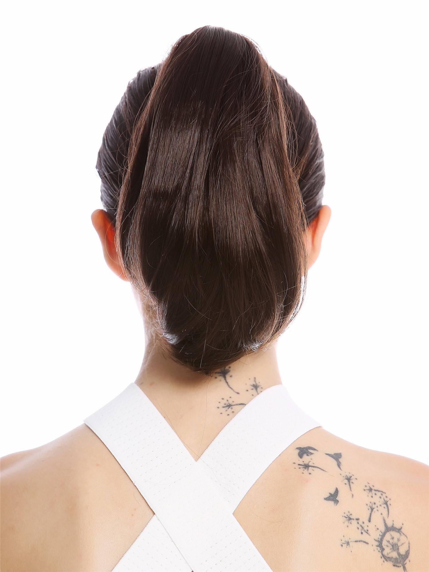 Ponytail Hairpiece Extensions short straight smooth but voluminous brown 10" 622, front view, WIG ME UP: Your Perücken Online Shop Ponytails, medium brown, wavy, short
