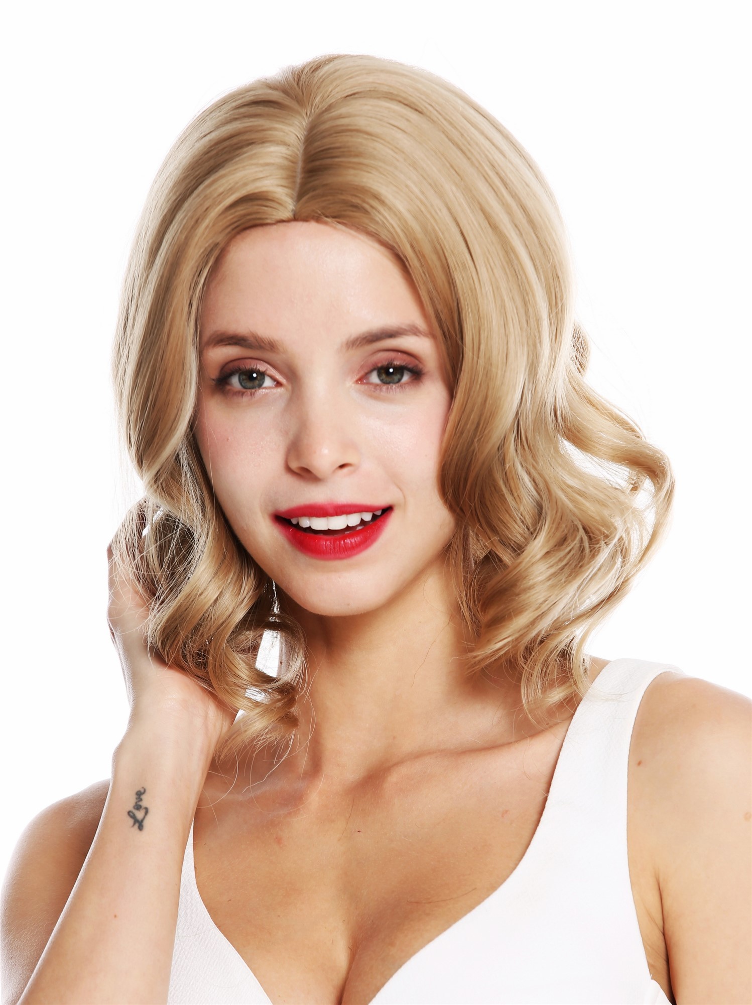 Quality Wigs, Ladies, blond mix, curled, shoulder-length