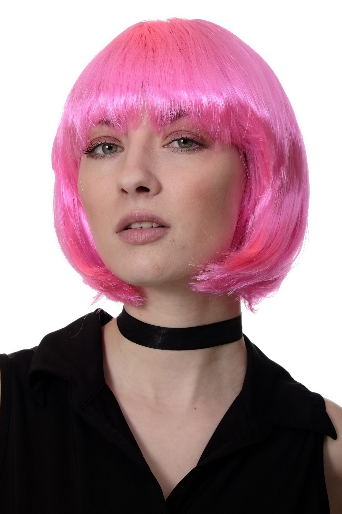 Party Halloween Disco lady women wig Bob fringe bangs short sexy pink PW0114, front view, WIG ME UP: Your Perücken Online Shop Party Wig, Ladies, Pink, straight, short