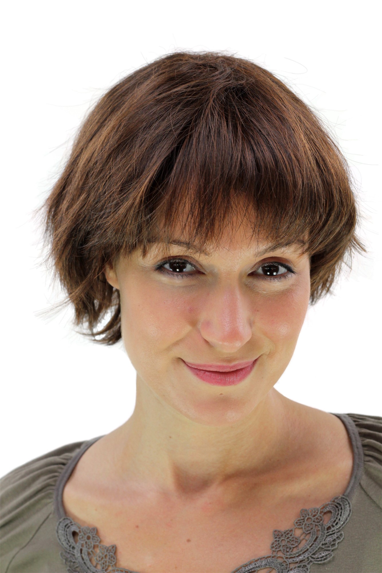 hochwertige Qualitätsperücken, Perücke natürlich brünett kurz YZF-N4272-M230, Ansicht 4, WIG ME UP: Ihr Perücken Online Shop glatte Tressen-Perücke Braun kurze Haare für Herren