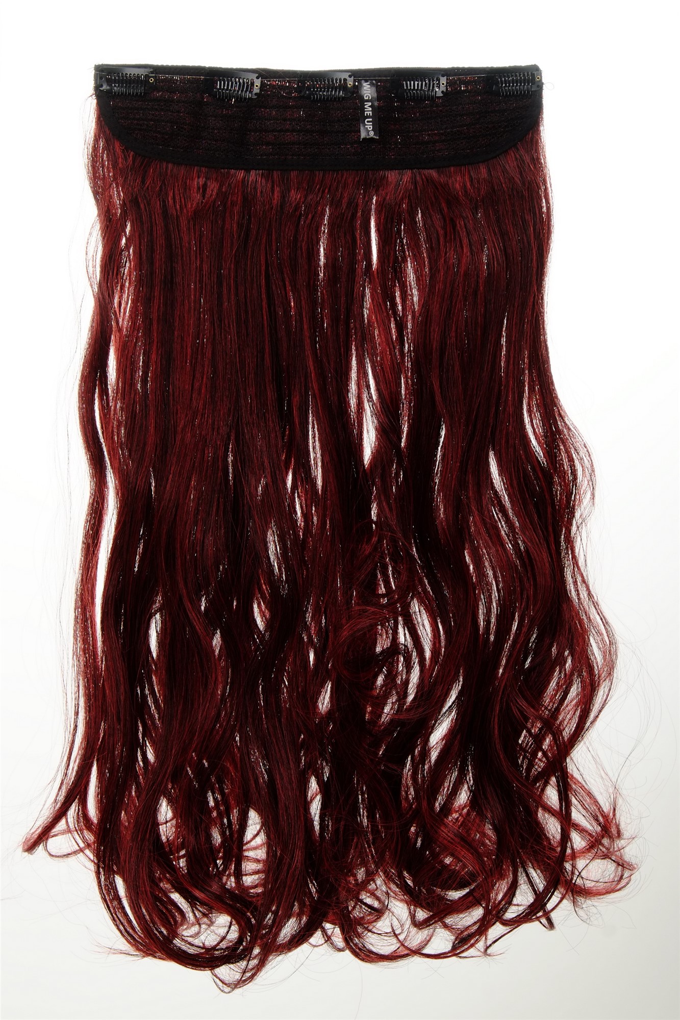 Haarteil Extension breit 5 Clips wellig Tiefschwarz-Feuerrot-Mix YZF-3180-1/113, Ansicht 2, WIG ME UP: Ihr Perücken Online Shop wellige Halbperücke Tiefschwarz-Feuerrot-Mix 50 cm lang