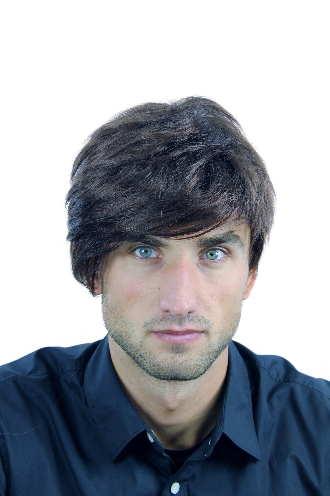 hochwertige Qualitätsperücken, Herrenperücke Scheitel Braun Mix WL-2362-4/33, Vorderansicht, WIG ME UP: Ihr Perücken Online Shop glatte Tressen-Perücke Braun-Mix kurze Haare für Herren