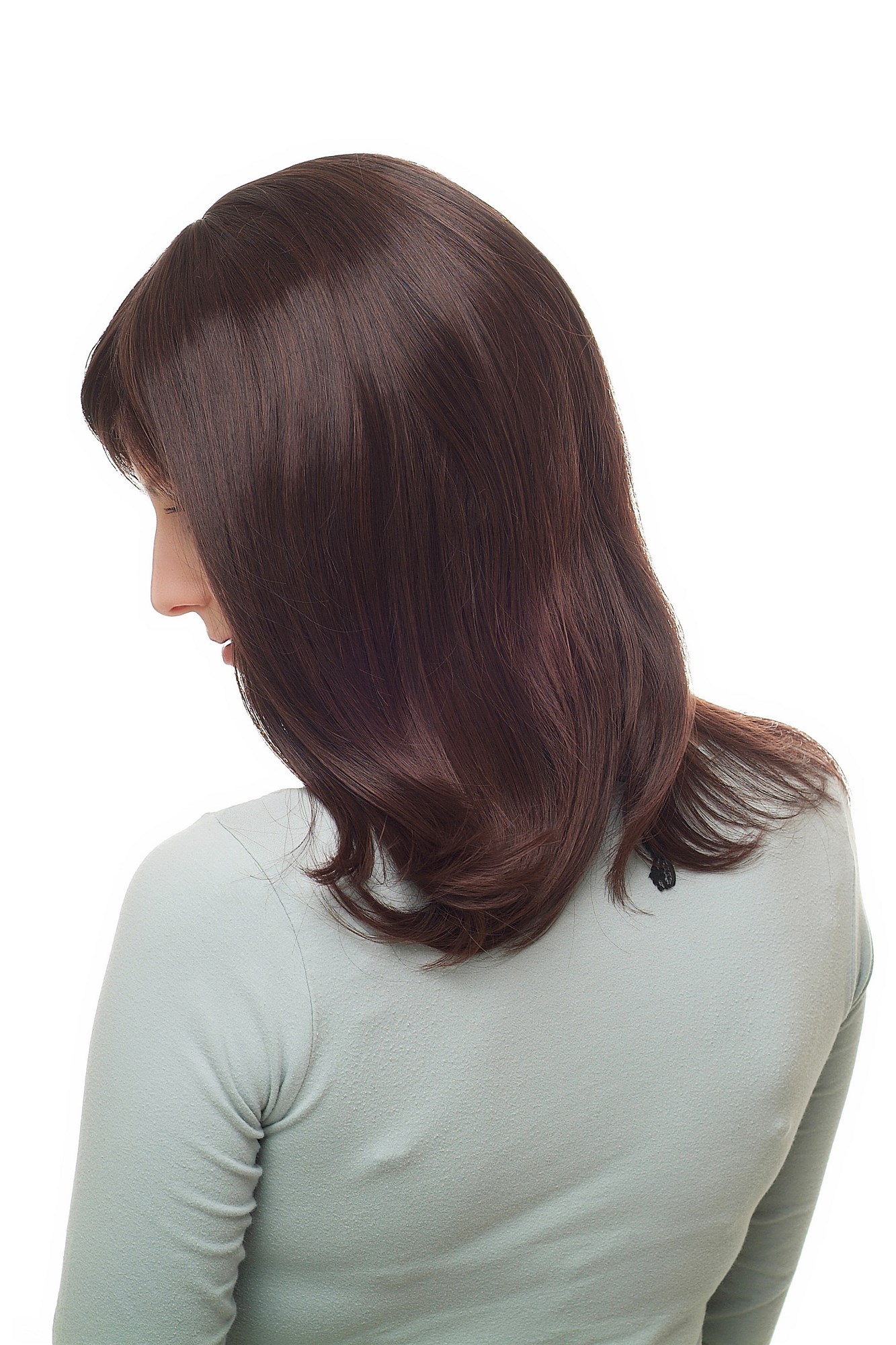 hochwertige Qualitätsperücken, Perücke schulterlang glatt voluminös Mahagoni H2029E-2T33, Ansicht 5, WIG ME UP: Ihr Perücken Online Shop glatte Tressen-Perücke mit Kopfhaut-Imitat Braun schulterlange Haare für Damen