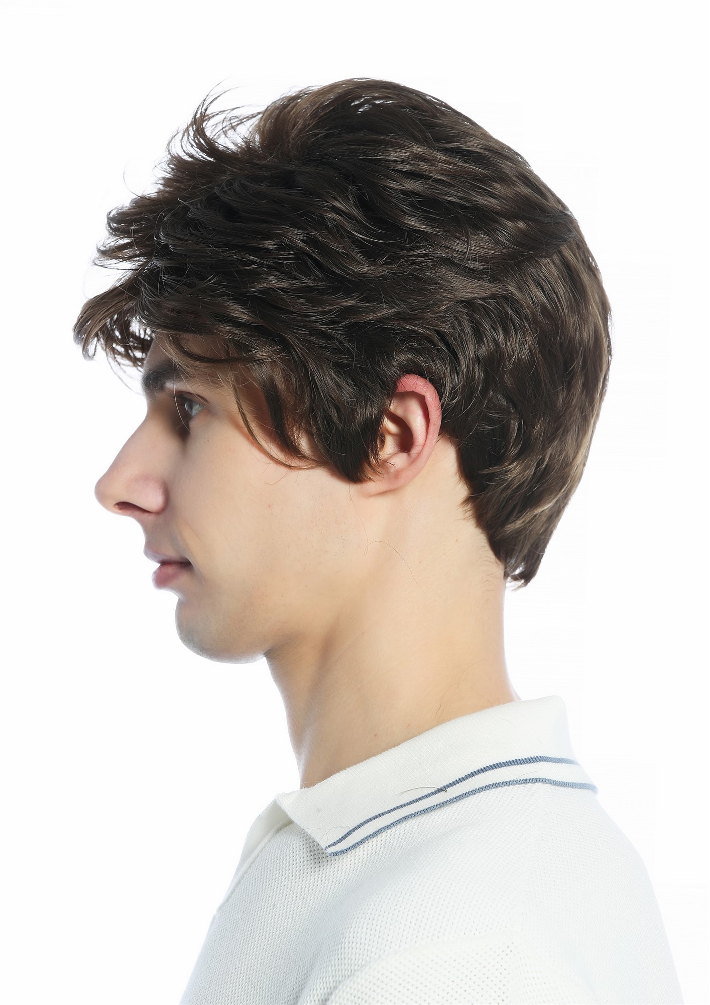 hochwertige Qualitätsperücken, Perücke kurz gescheitelt wellig Mittelbraun Braun DW94A-10, Ansicht 5, WIG ME UP: Ihr Perücken Online Shop wellige Tressen-Perücke Mittelbraun kurze Haare für Unisex