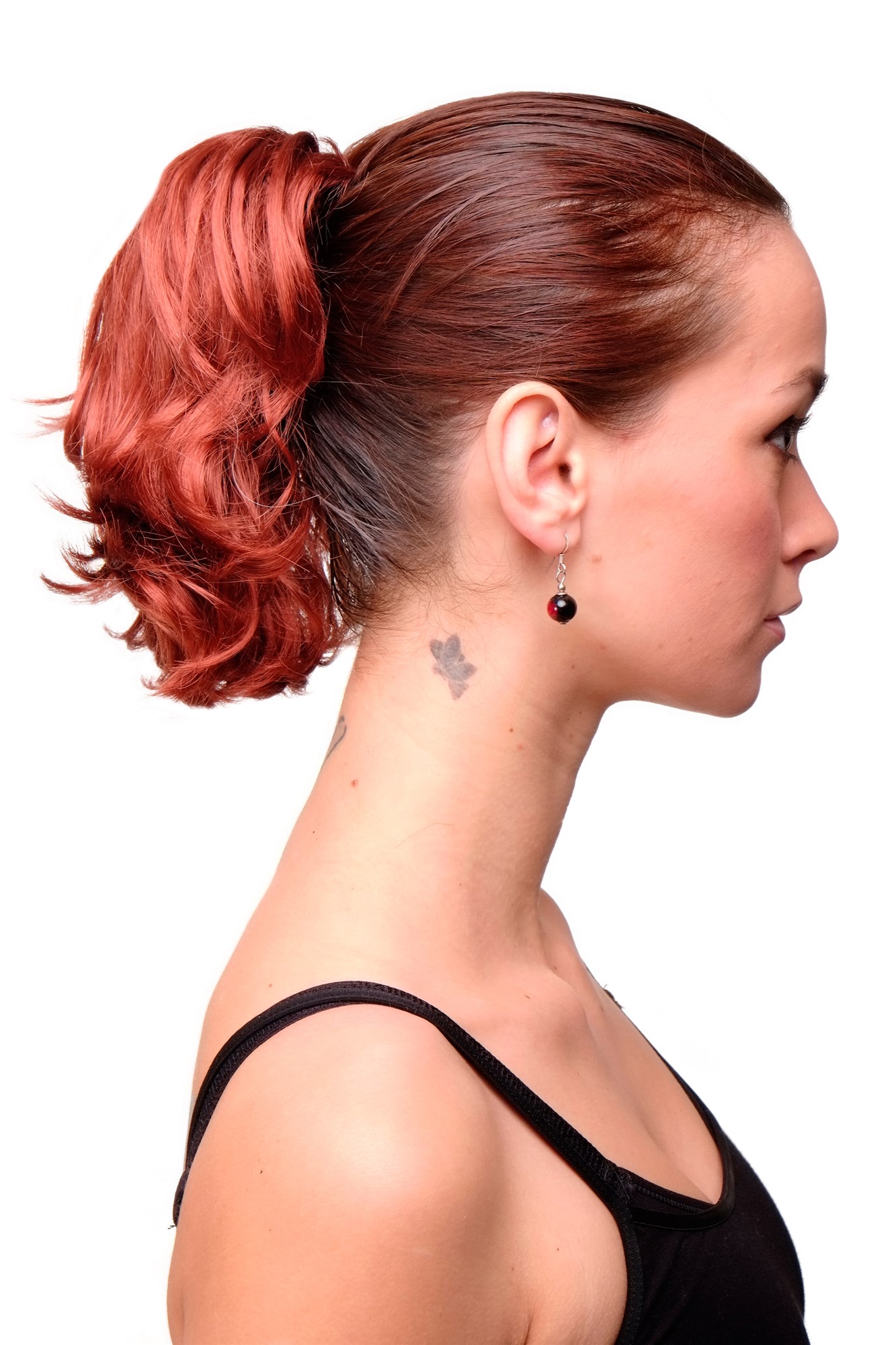 T6545-3 Ponytail Hairpiece extension short wild look dark copper red 10", front view, WIG ME UP: Your Perücken Online Shop Ponytails, dark copper red, straight, short