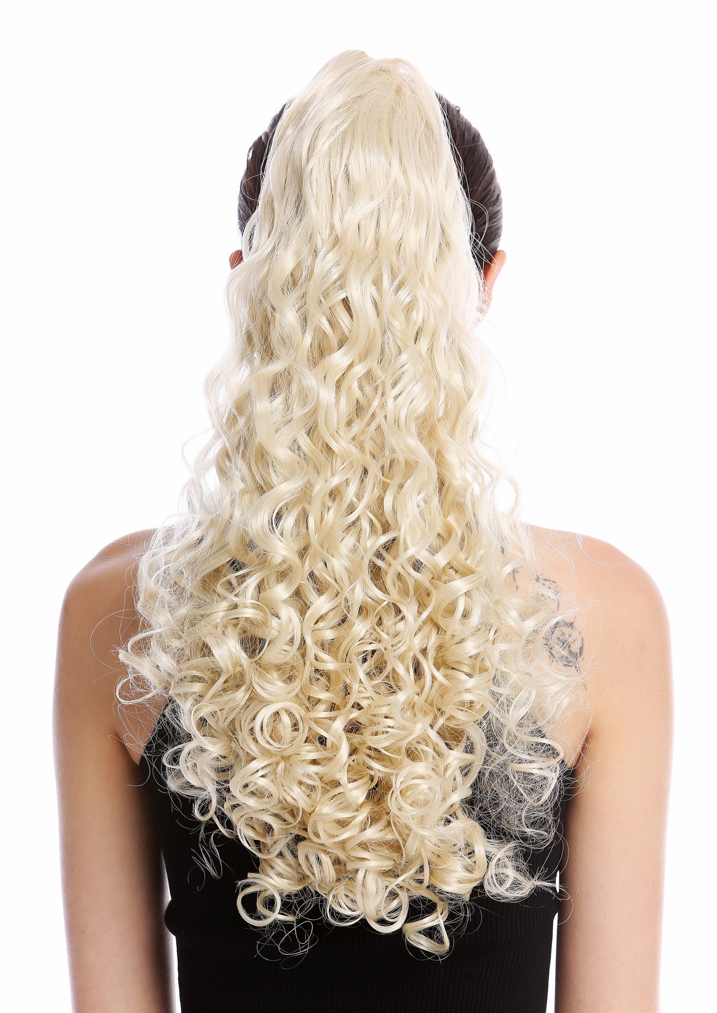 hochwertiger Zopf Pferdeschwanz Voluminös Locken Lichtblond 19AXL-V-88, Ansicht 2, WIG ME UP: Ihr Perücken Online Shop lockiges Zopf-Haarteil Lichtblond 50 cm lang