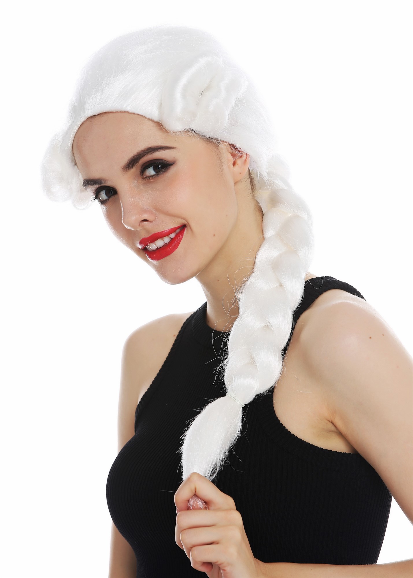 günstige Party Perücke, Perücke Barock Zopf geflochten Weiß 3279-P68, Ansicht 2, WIG ME UP: Ihr Perücken Online Shop geflochtene Party Perücke Weiß lange Haare Unisex