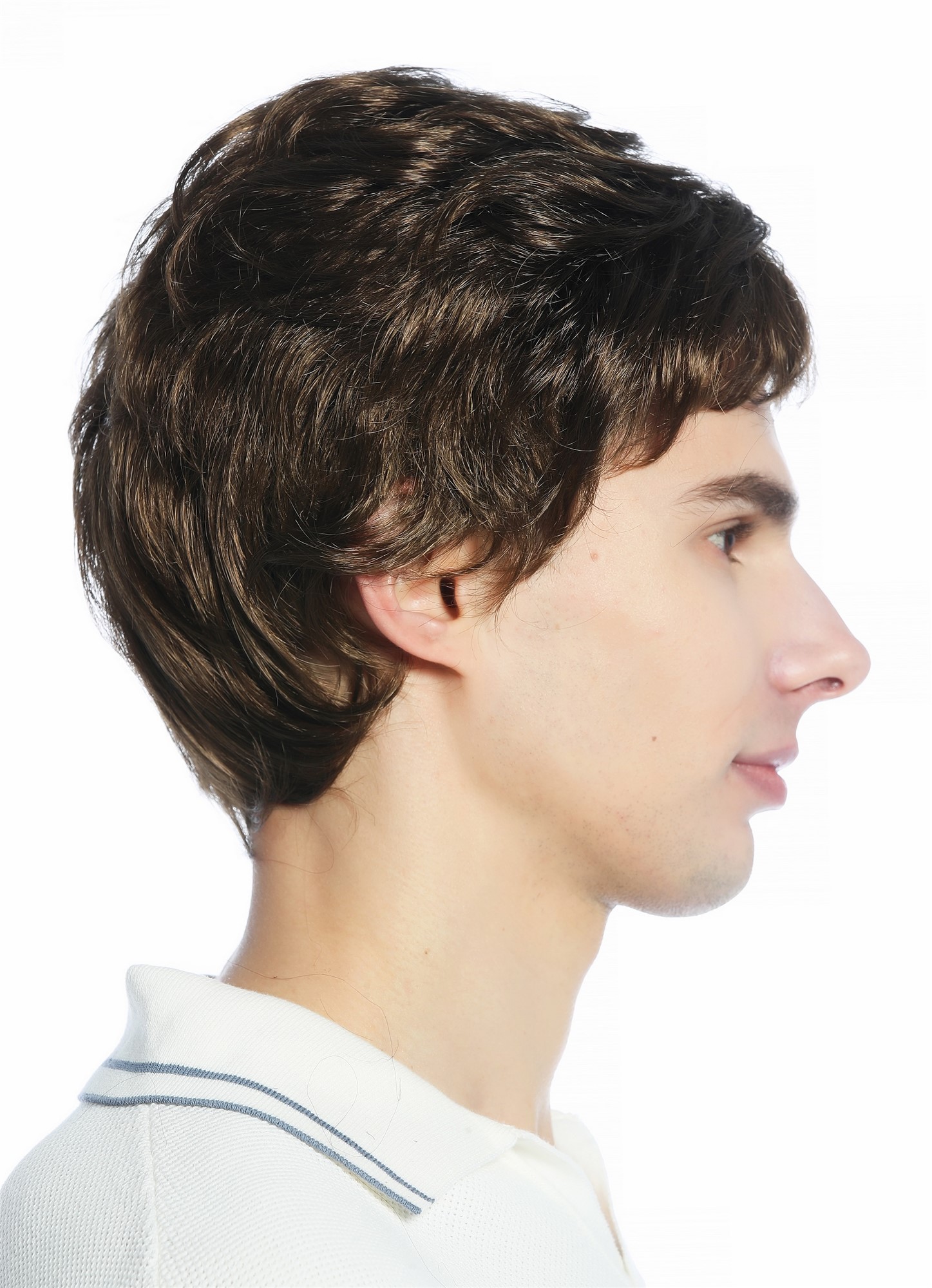 hochwertige Qualitätsperücken, Perücke kurz leicht wellig Mittelbraun DW1335-10, Ansicht 5, WIG ME UP: Ihr Perücken Online Shop lockige Tressen-Perücke Mittelbraun kurze Haare für Unisex