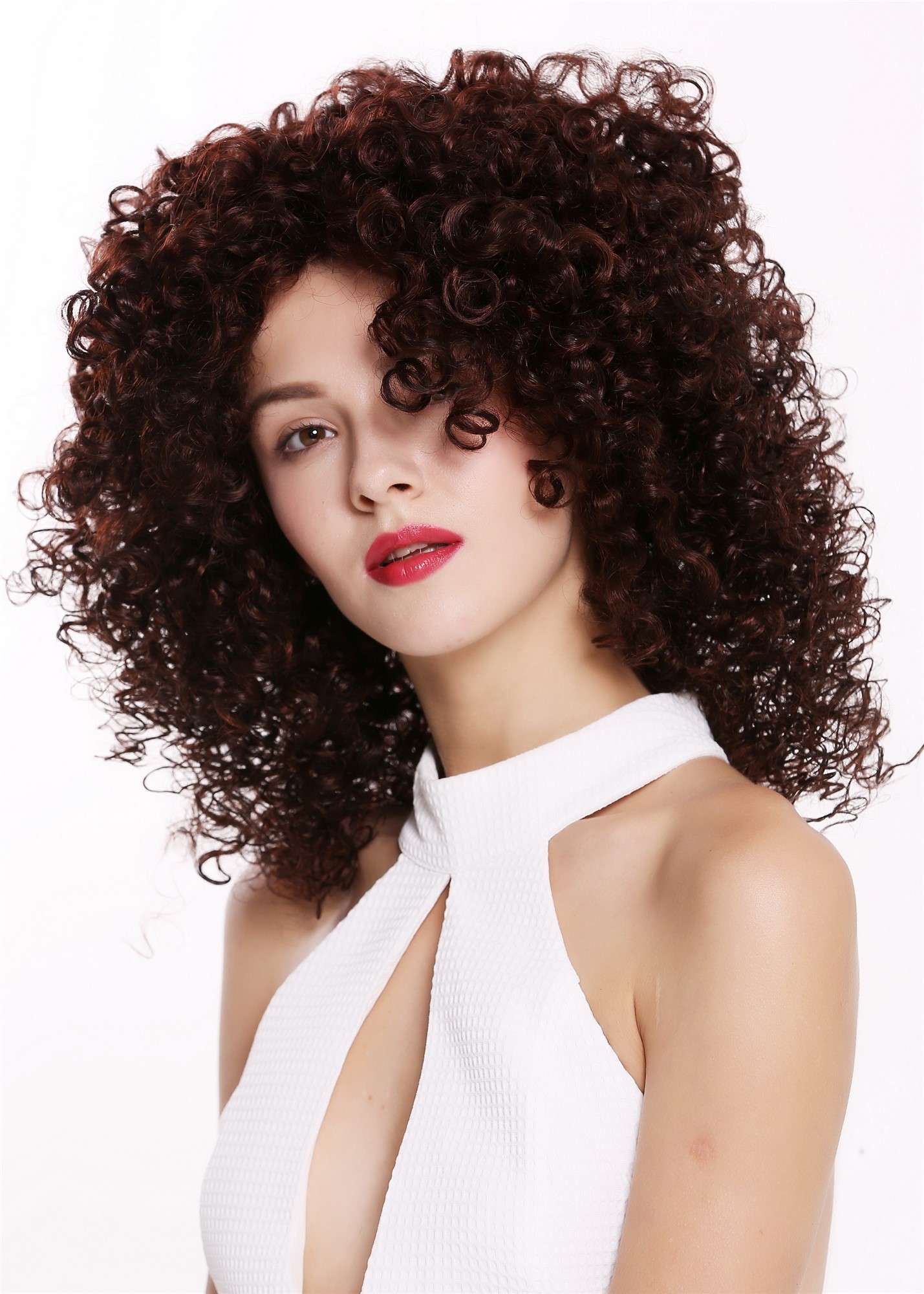 Lady wig lace front mono curls curly volume dark brown reddish brown DW2531-MF, view 4, WIG ME UP: Your Perücken Online Shop Quality Wigs, Ladies, black-brown-reddish brown mix, curled, long