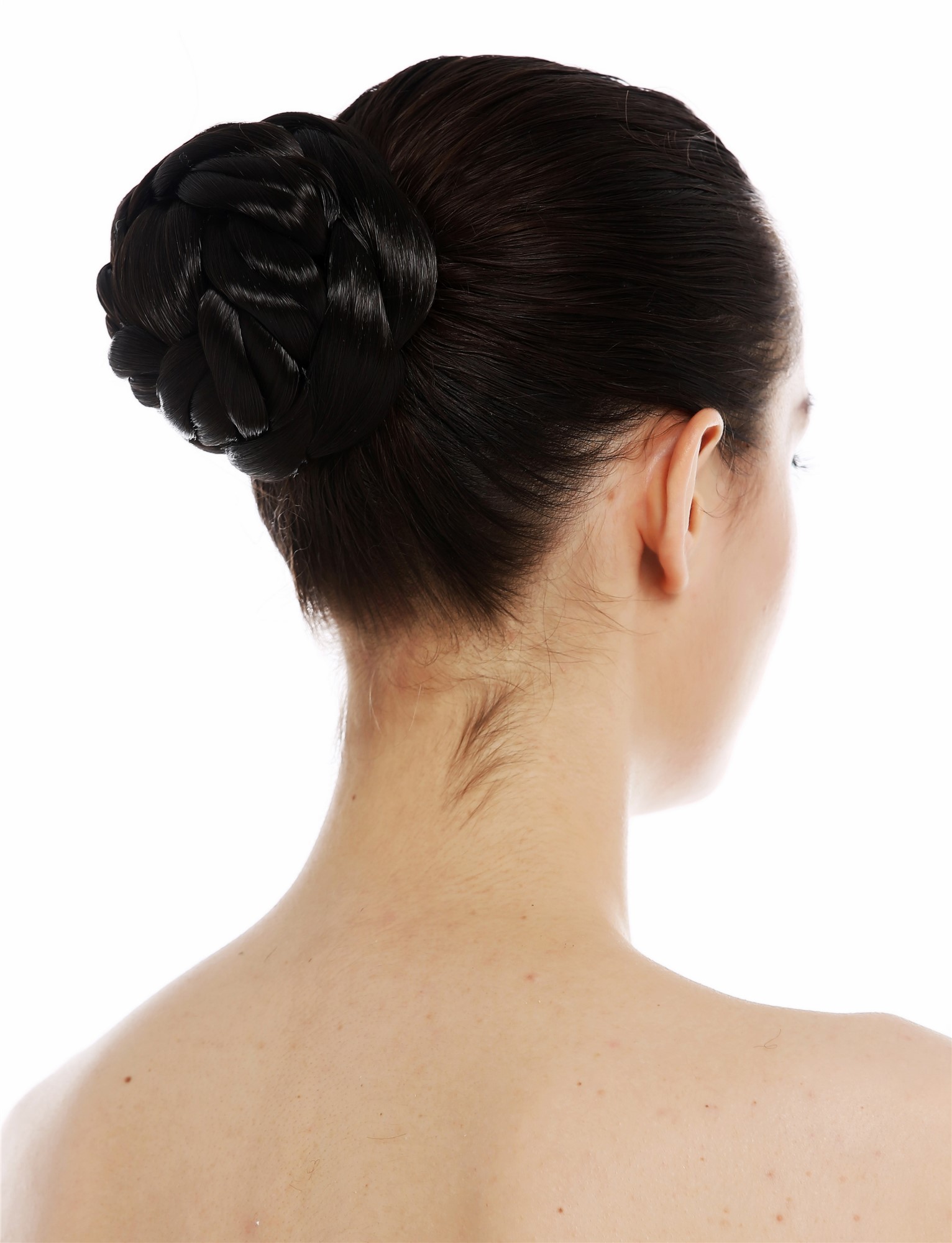 Dutt Haardutt Haarknoten Chignon traditionell geflochten Dunkelbraun TYD-0031-4, Vorderansicht, WIG ME UP: Ihr Perücken Online Shop geflochtener Dutt Haarteil Dunkelbraun