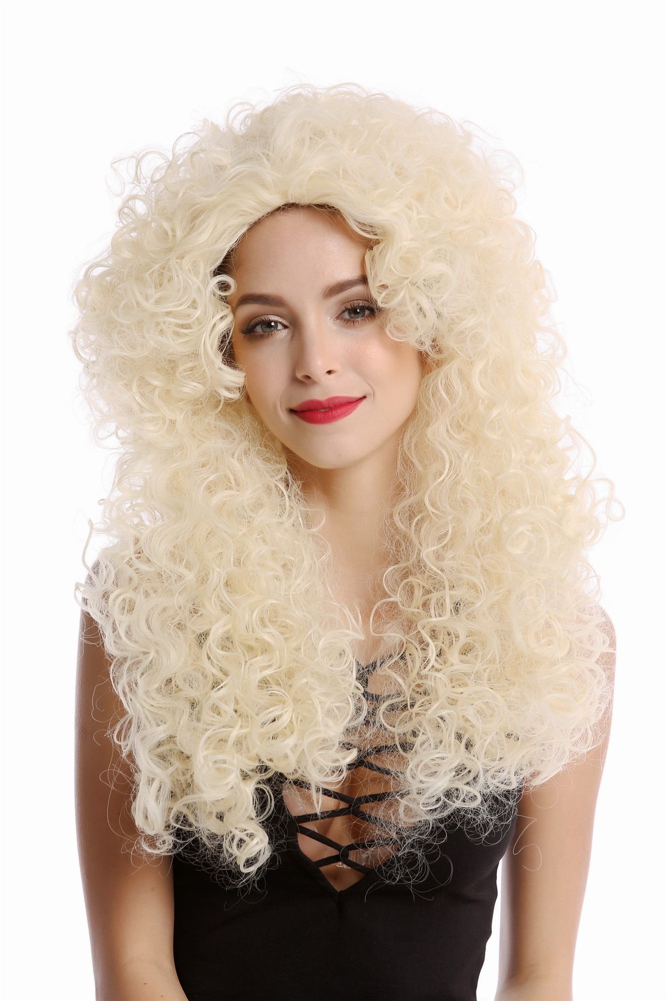 hochwertige Qualitätsperücken, Perücke Lang Locken Blond Mähne YZF-4380-613, Ansicht 2, WIG ME UP: Ihr Perücken Online Shop lockige Tressen-Perücke Platinblond lange Haare für Damen