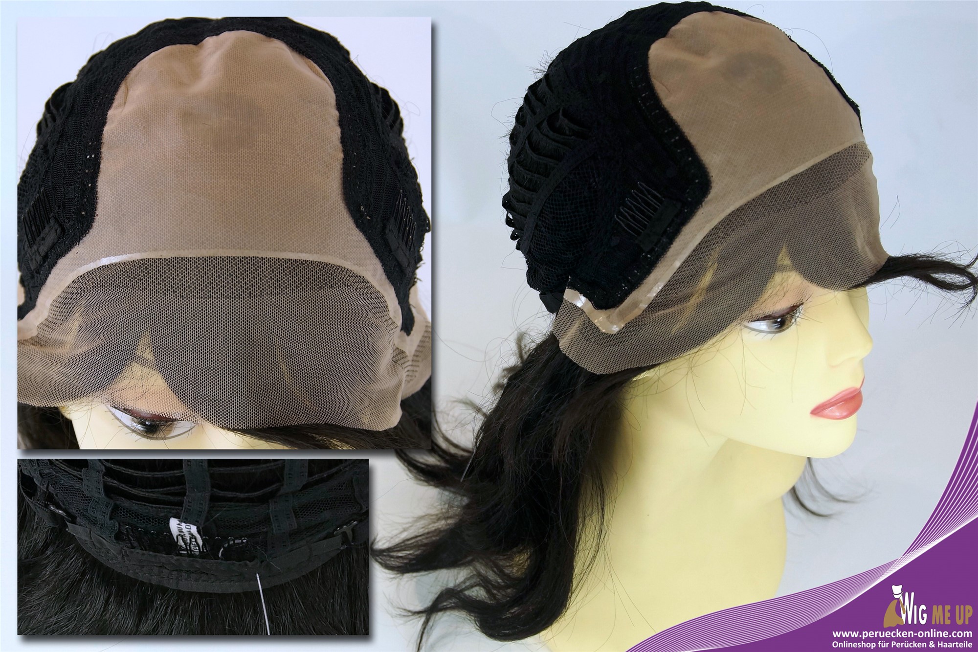 Lady wig real human hair black lace front monofilament long sleek DW-2198-HH-MF, view 9, WIG ME UP: Your Perücken Online Shop Quality Wigs, Ladies, velvet black, straight, shoulder-length, Real Human Hair