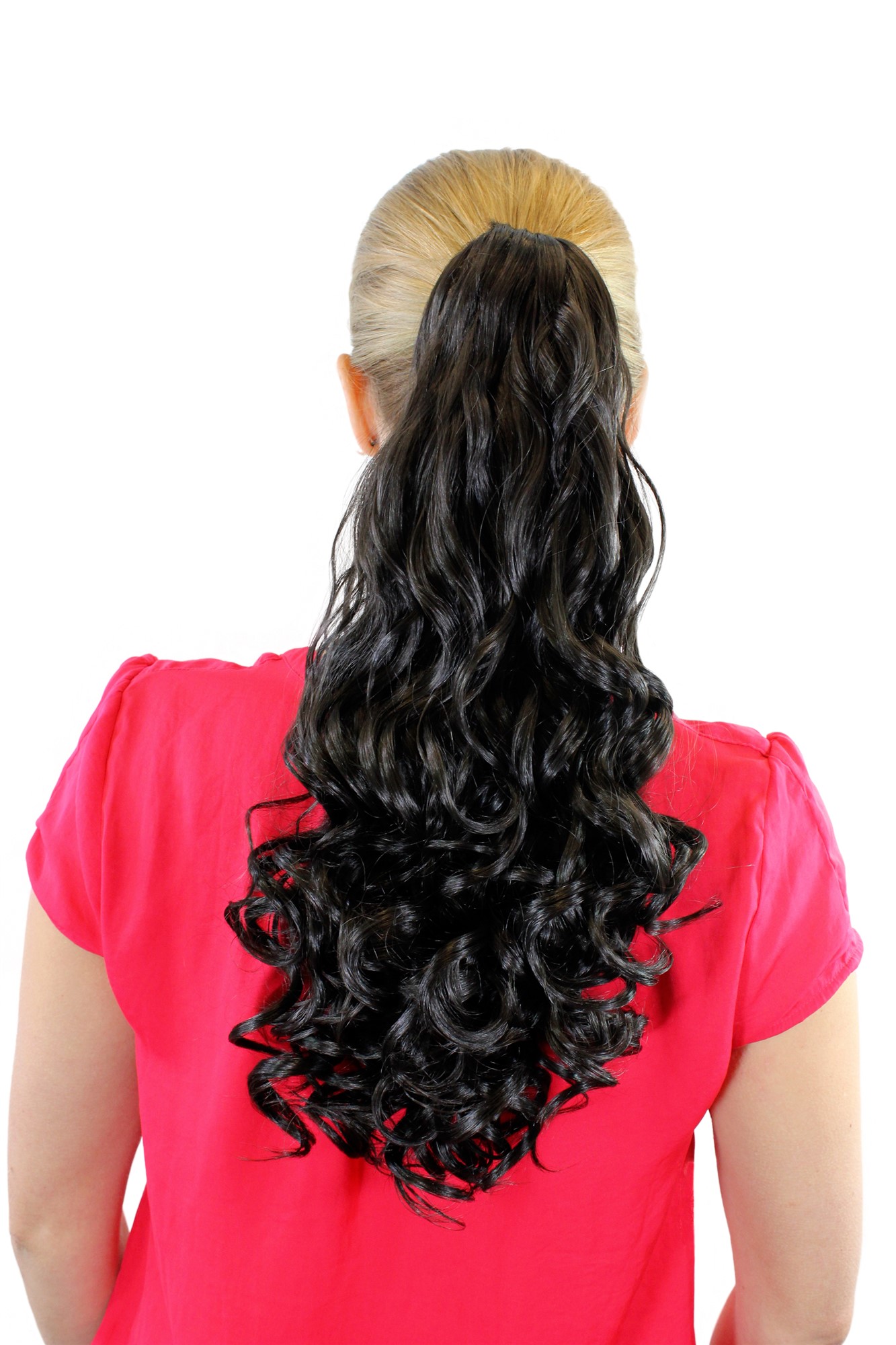 JL-4013-4 Ponytail Hairpiece extension medium length curled curls dark brown claw clamp 18", front view, WIG ME UP: Your Perücken Online Shop Ponytails, Brown, curled, shoulder-length